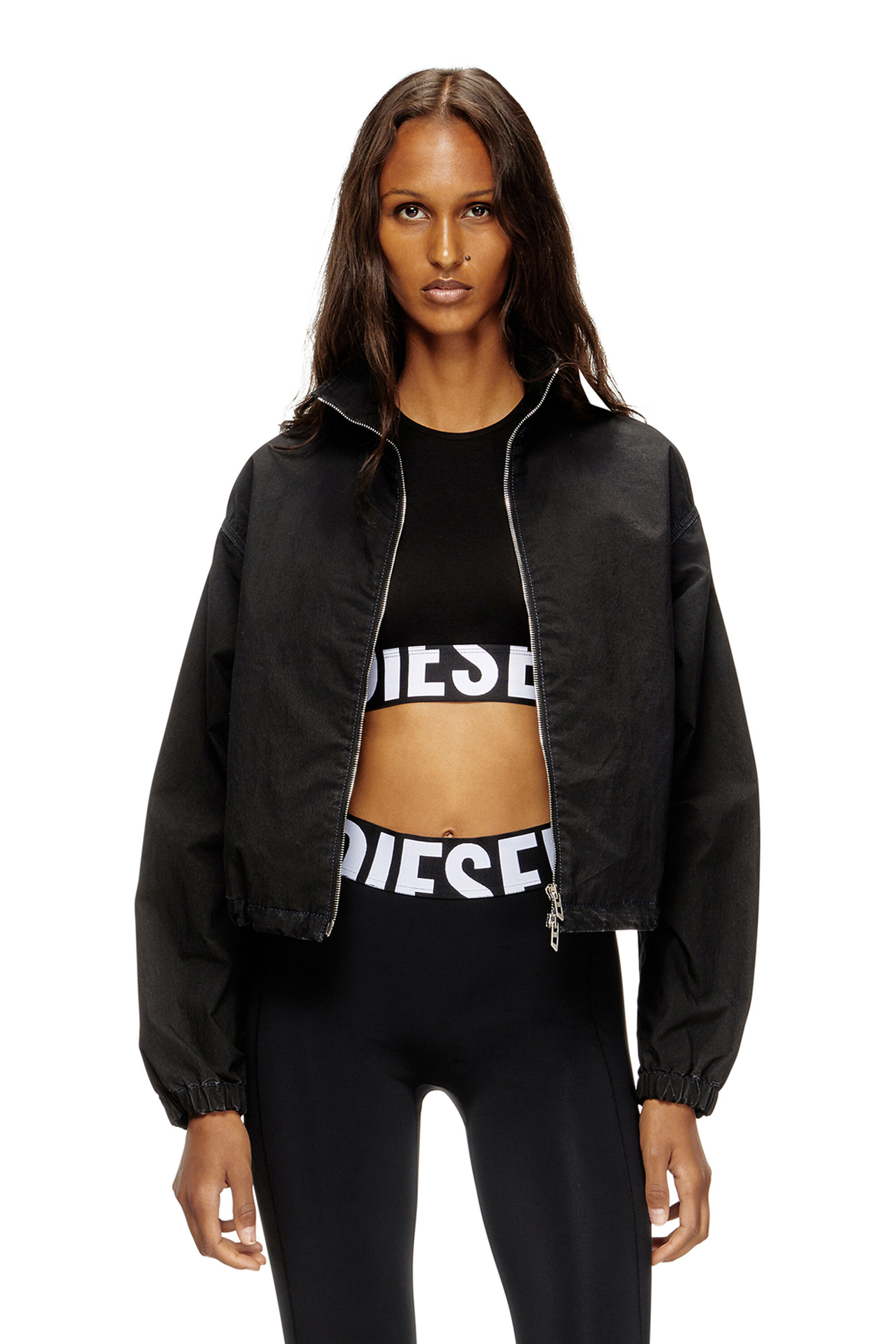 Women's Cropped tank top with cut-off logo | Black | Diesel