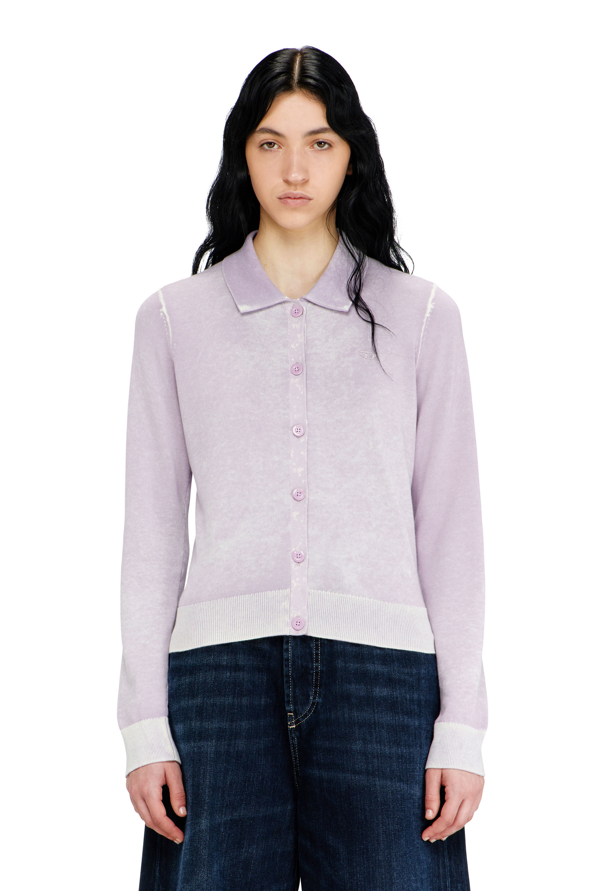 Diesel - M-LOREN, Woman's Cardigan with faded reverse print in Lilac - 1