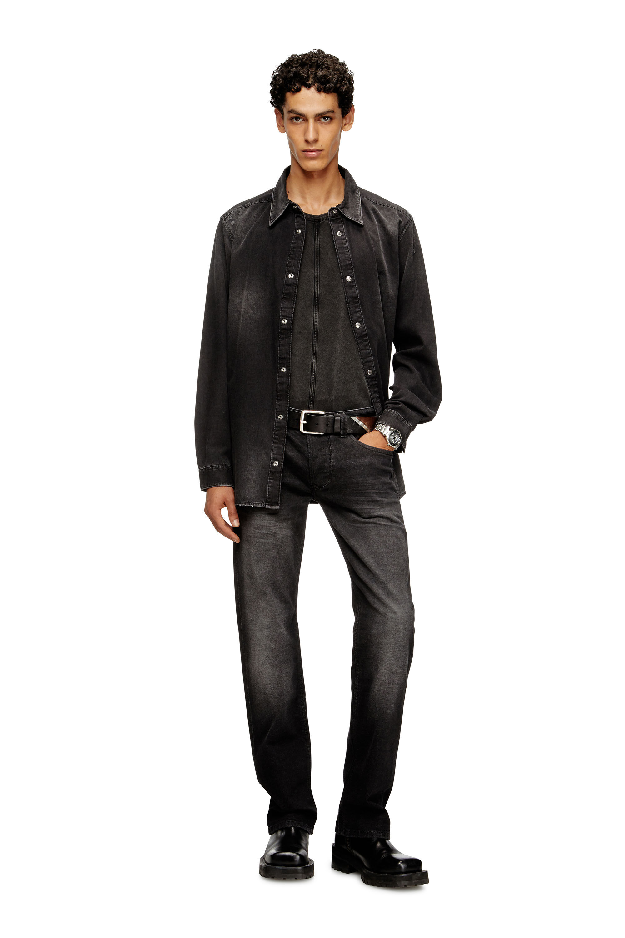 Men's Long-sleeve denim shirt | Black | Diesel