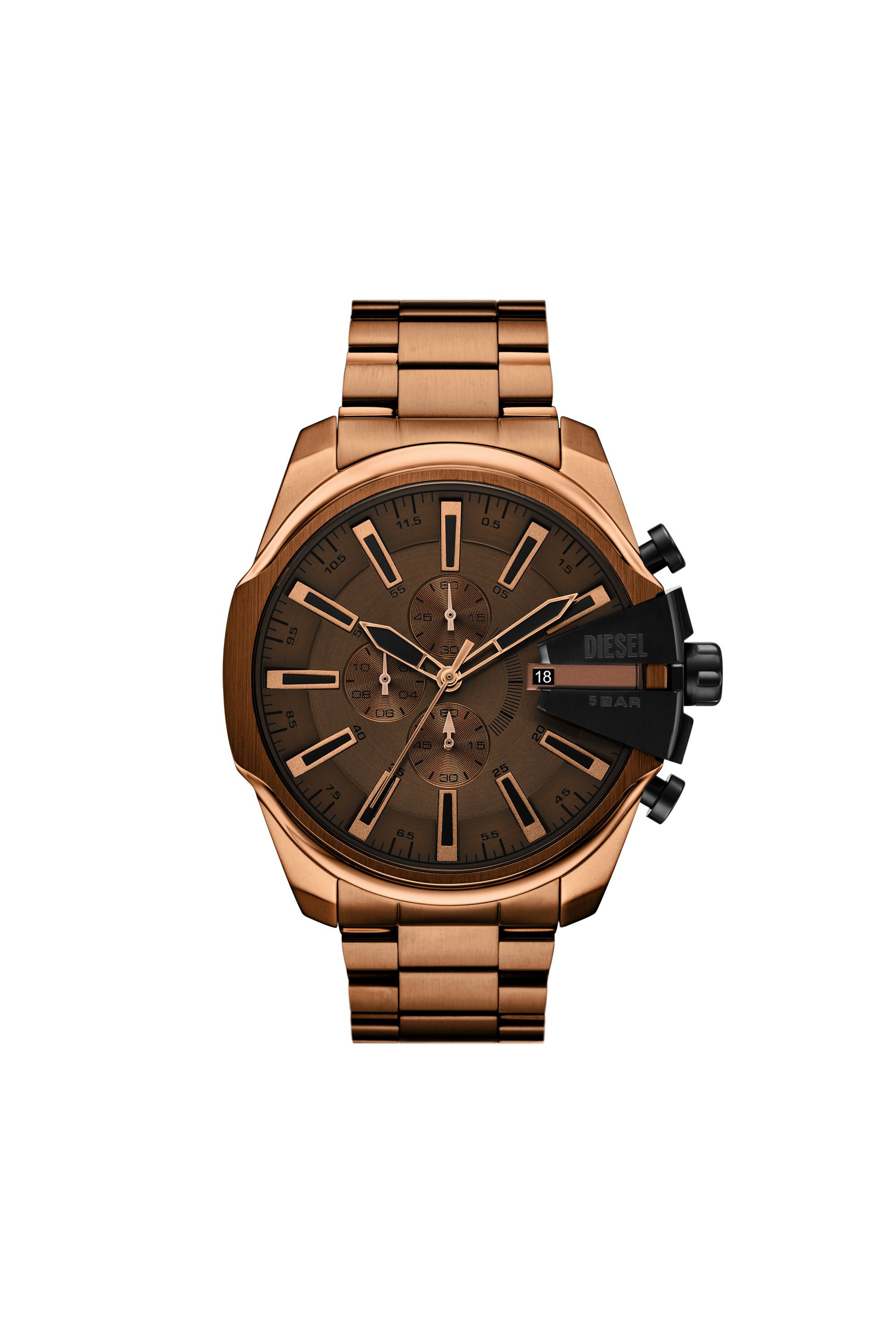 Men's Mega Chief slim brown Stainless steel watch | Brown | Diesel