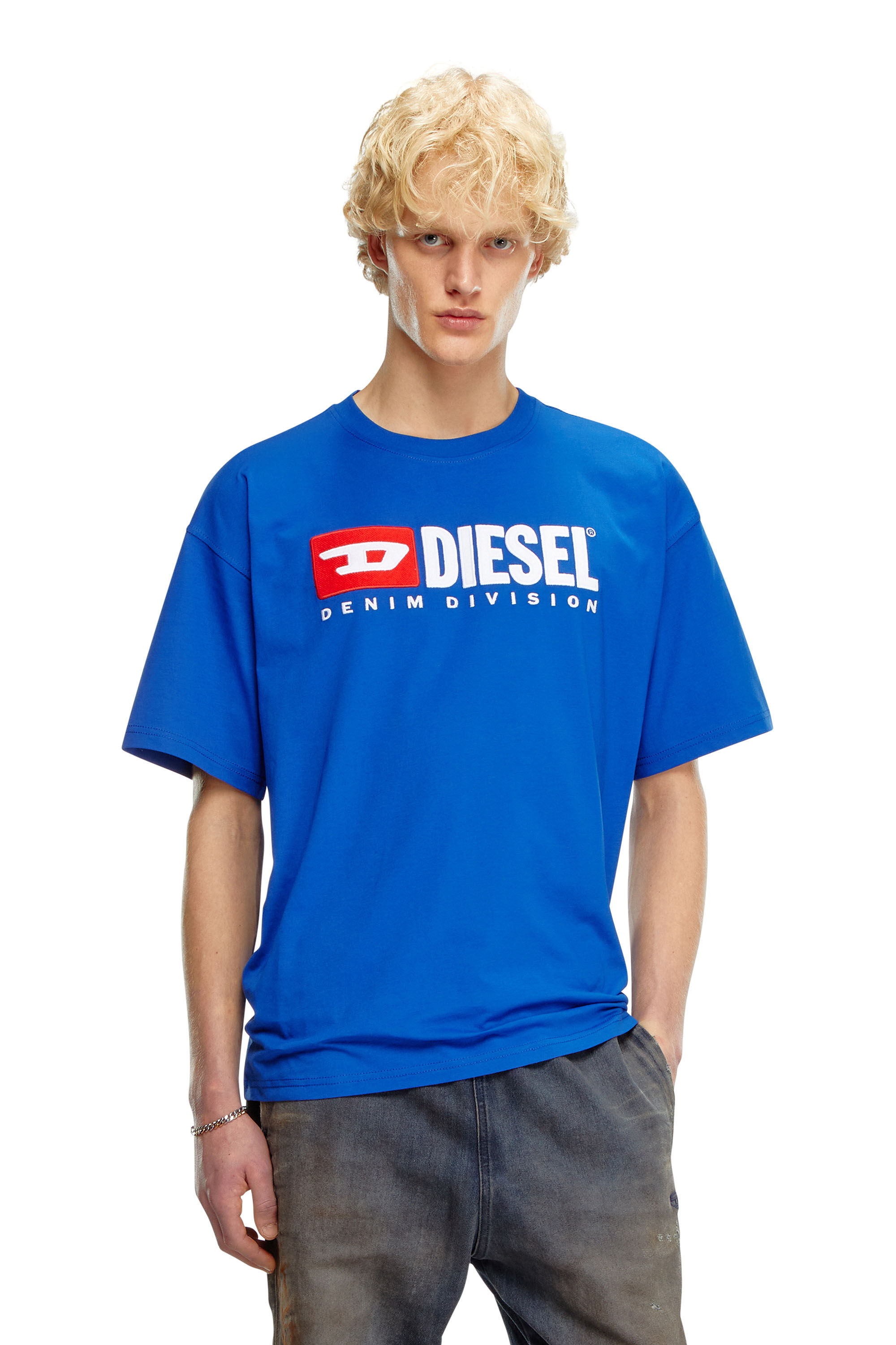 Diesel - T-BOXT-DIV, Man's T-shirt with Diesel patch logo in Blue - 3