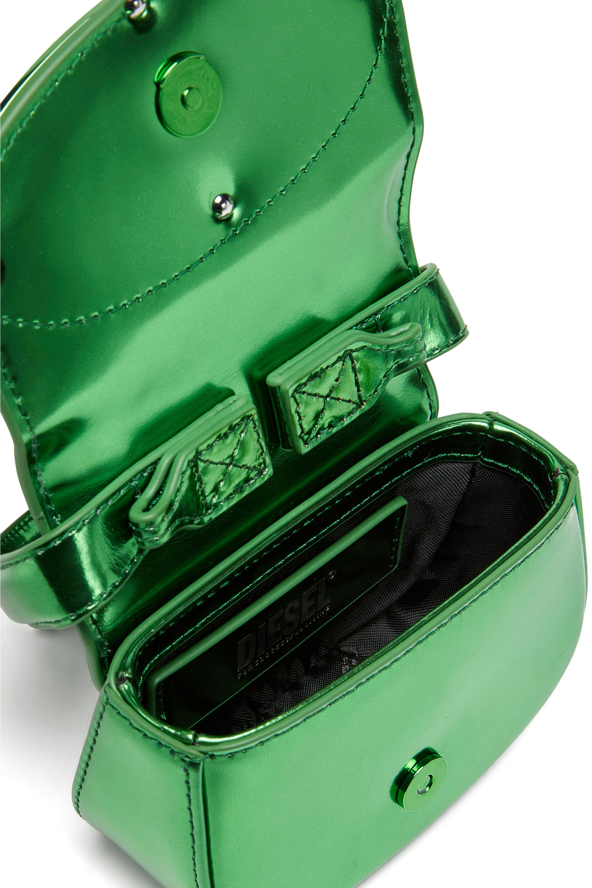 Diesel - 1DR-XS-S, Woman 1DR-XS-S-Iconic mini bag in mirrored leather in Green - Image 5
