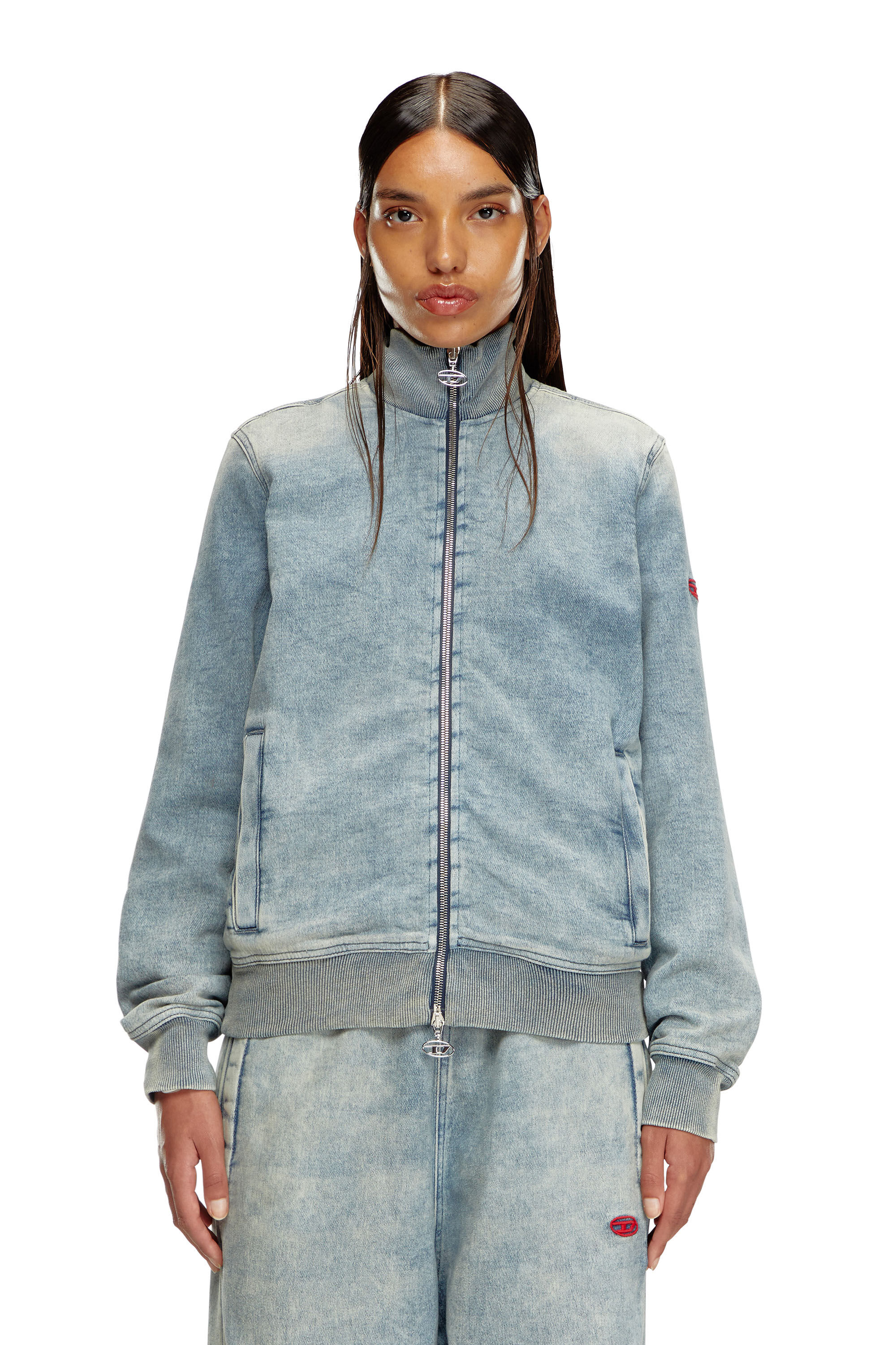 Women's Zip-up sweater in Track Denim | Blue | Diesel