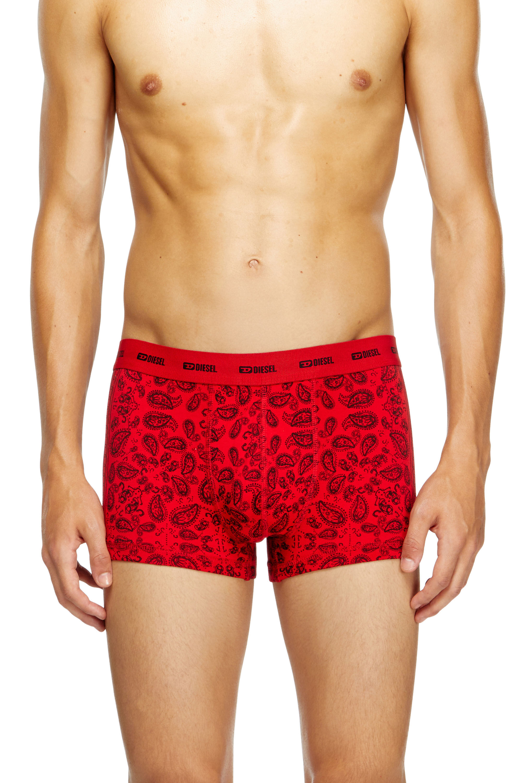 Diesel - DAMIEN-GFT-UTLT-3PACK, Man's 3-pack stretch cotton boxers in Red/White - 3