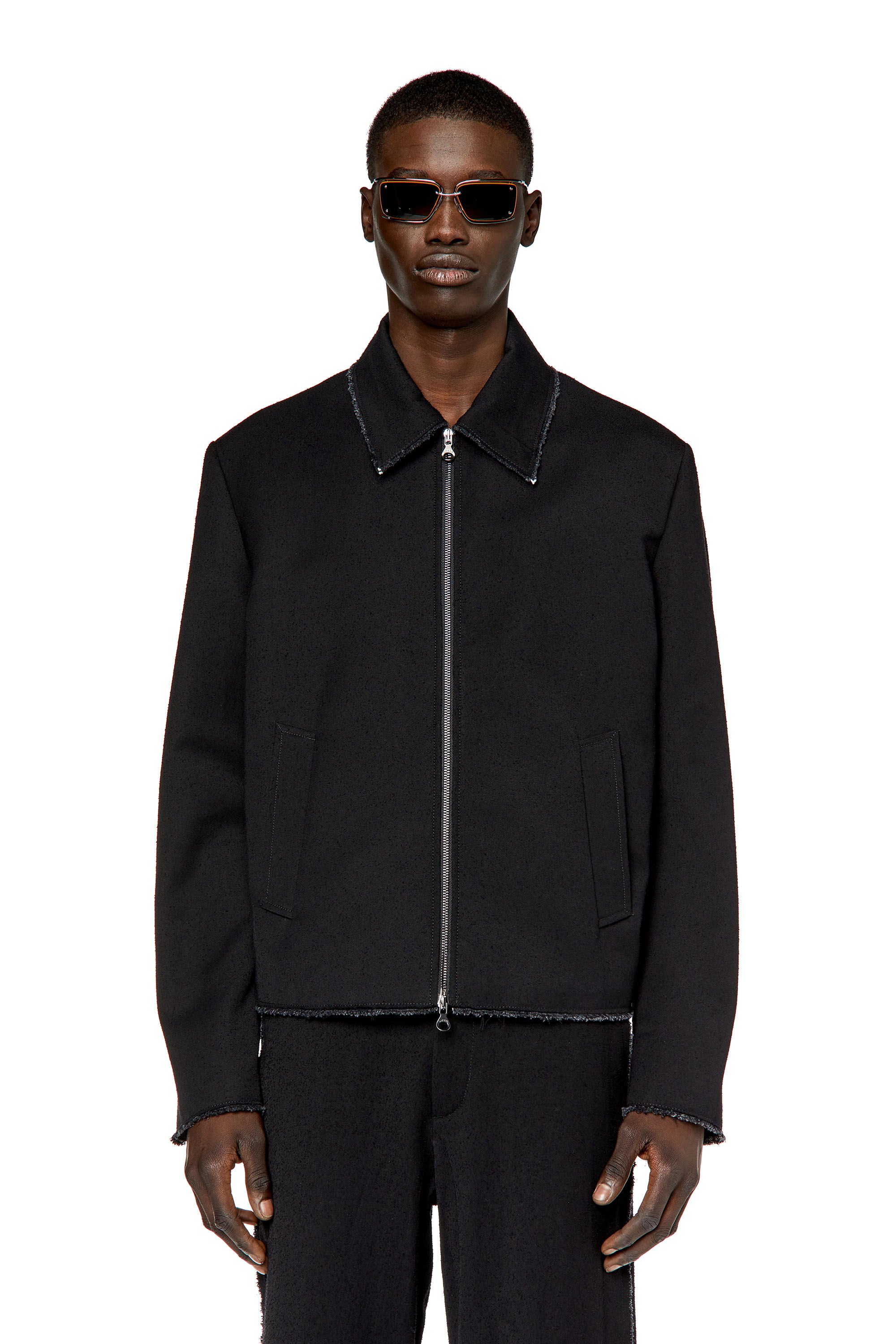 J-PROM-FRINGES Man: Bouclé jacket with frayed denim edges | Diesel