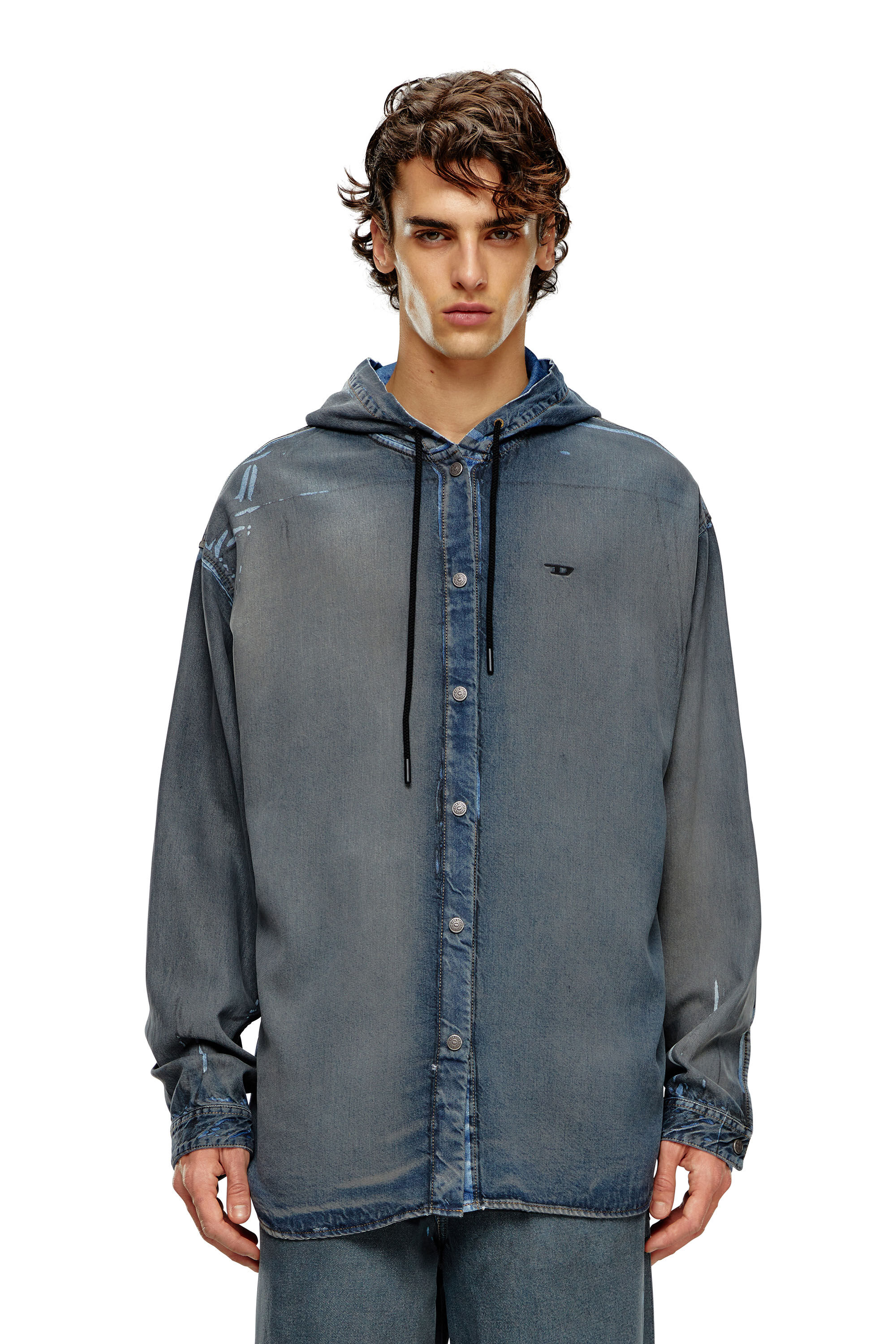 ファッション人気ブランドランキング shirt Hybrid Men's in Diesel | Blue | denim coated worn-effect トップス