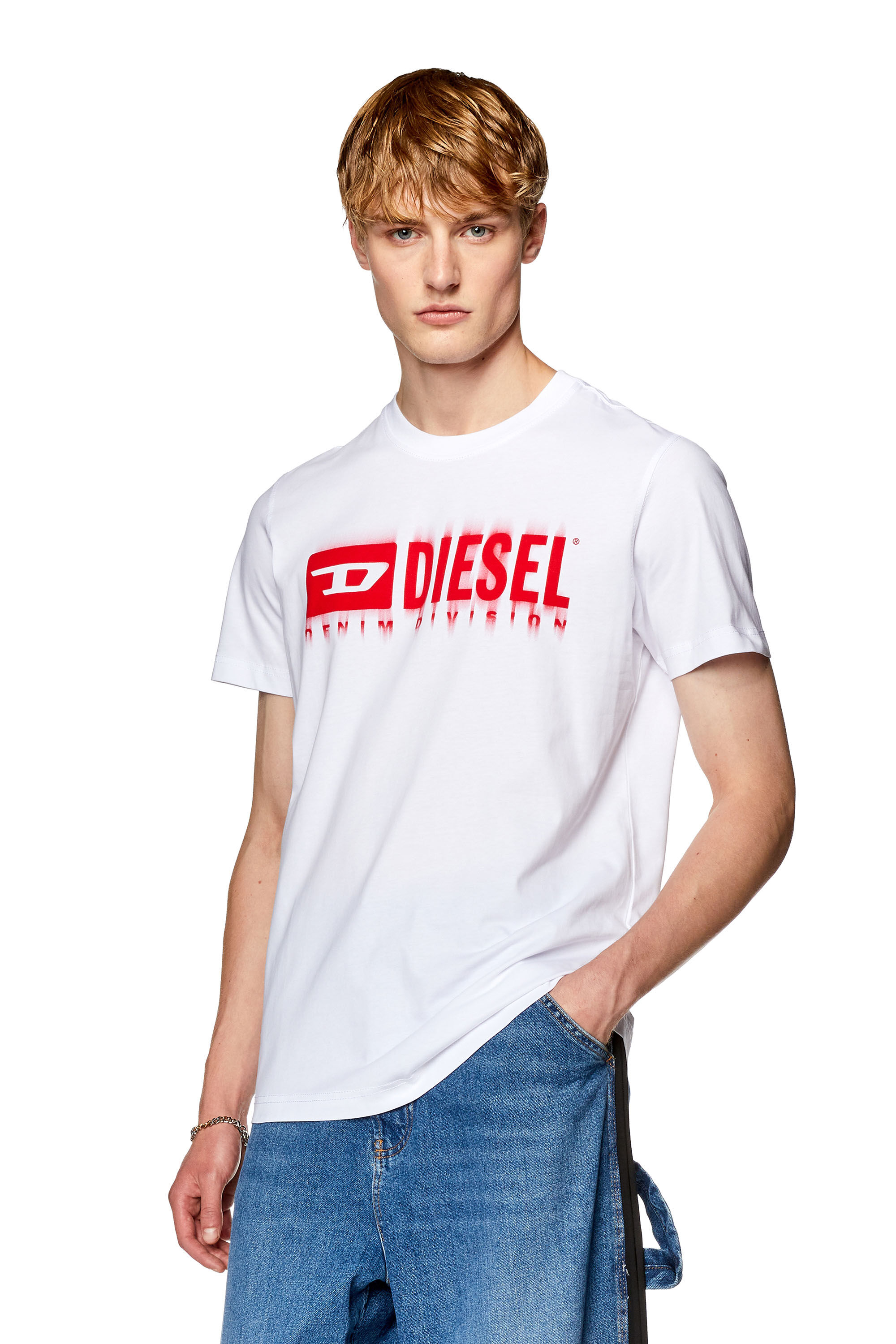 Men's T-shirt with smudged logo print | White | Diesel