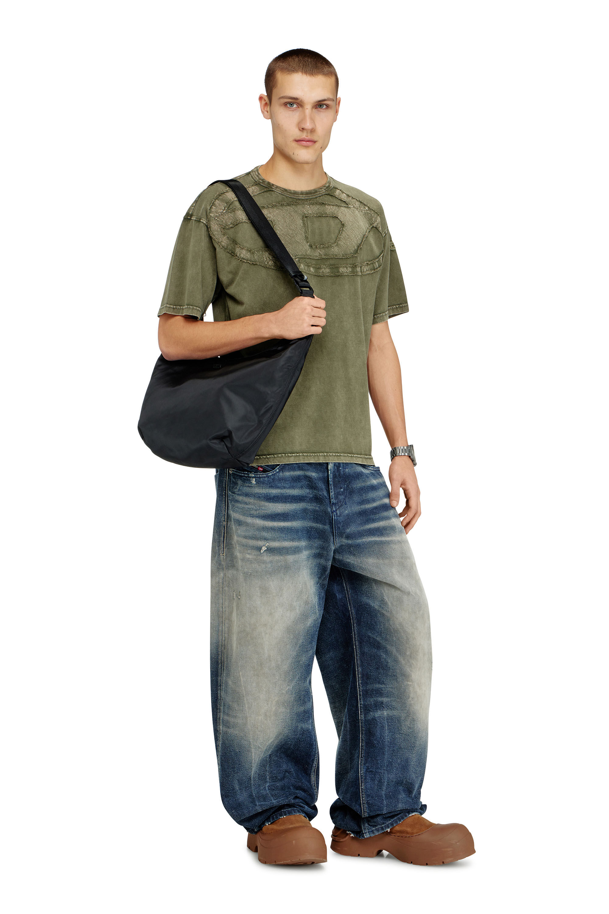 Diesel - D-PACK HOBO X, Unisex's D-Pack-Borsa a spalla in nylon con placca Logo Oval D in Black - 1