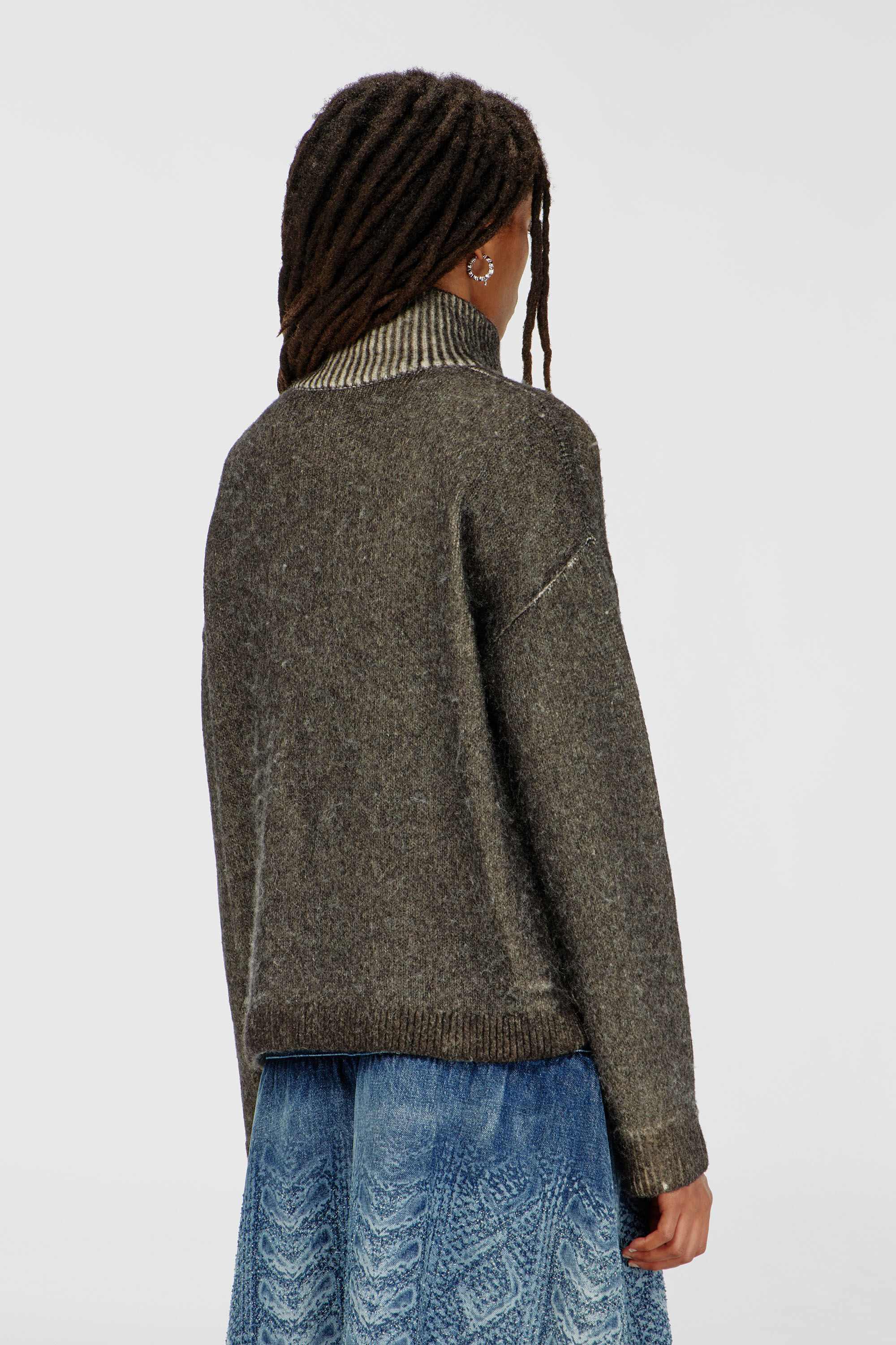 Diesel - M-CIURA, Woman's Wool and alpaca-blend floral turtleneck in Brown - 4