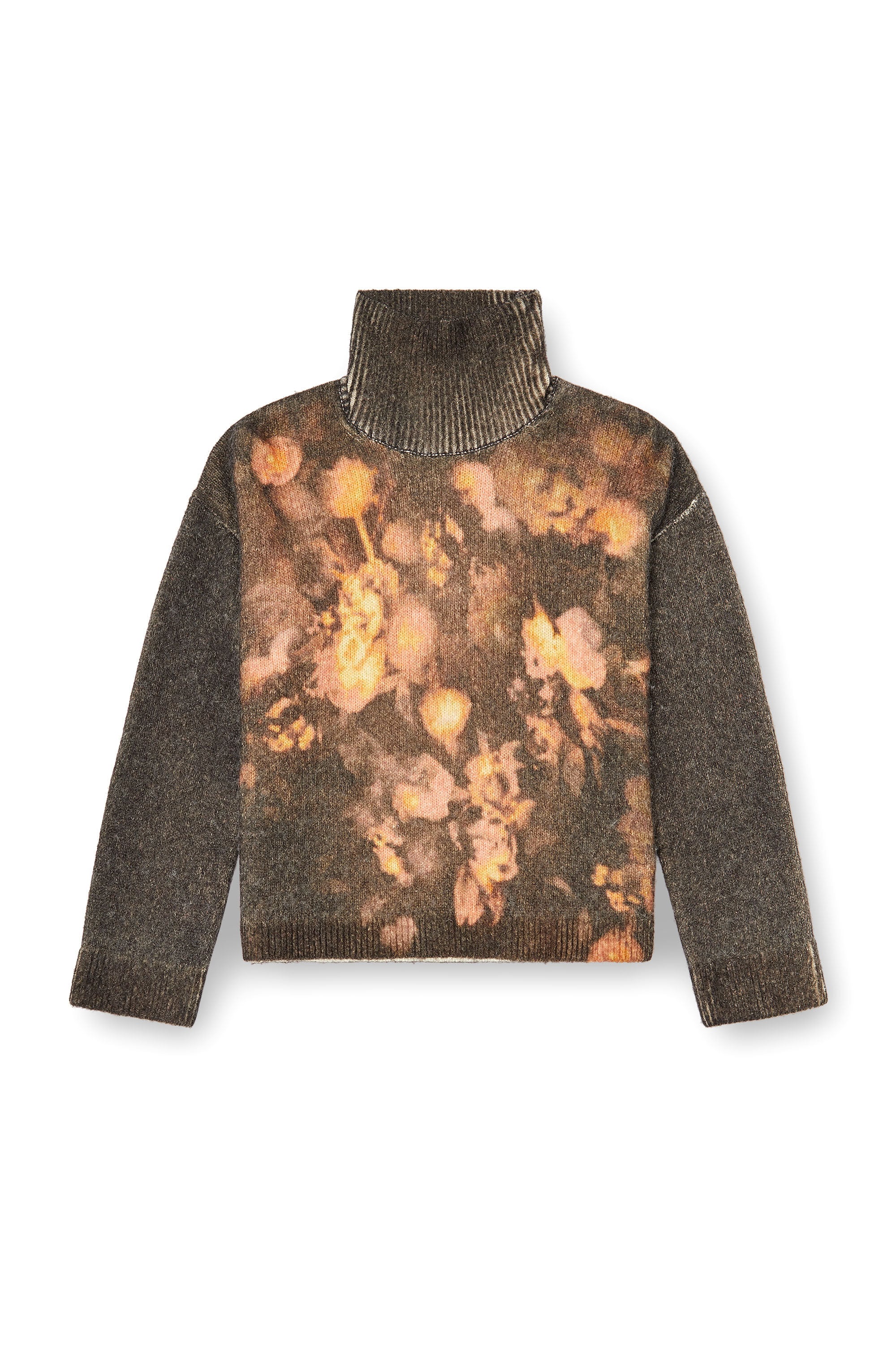 Diesel - M-CIURA, Woman's Wool and alpaca-blend floral turtleneck in Brown - 2