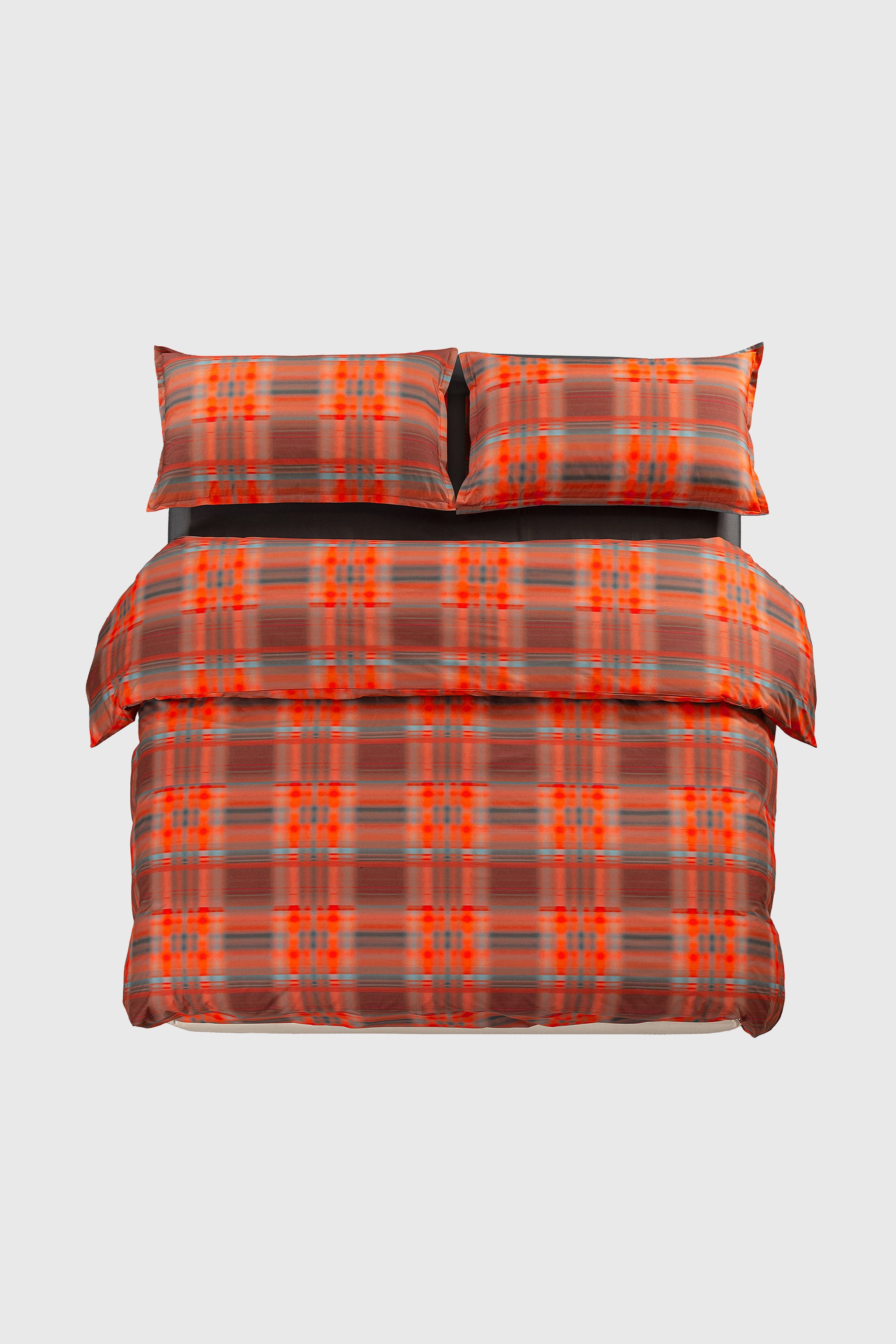 Diesel - 1016333  HAZY TARTAN DUVET COVER SET FOR, Unisex's Percale duvet cover parure  for a queen-size bed in Orange - 1