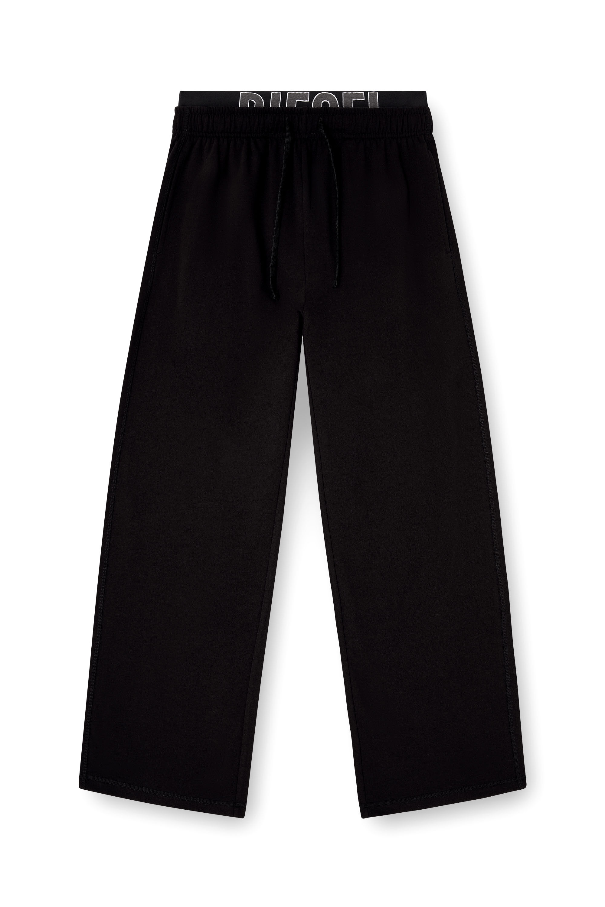 Men's Logo-waistband lounge pants in cotton terry | Black | Diesel