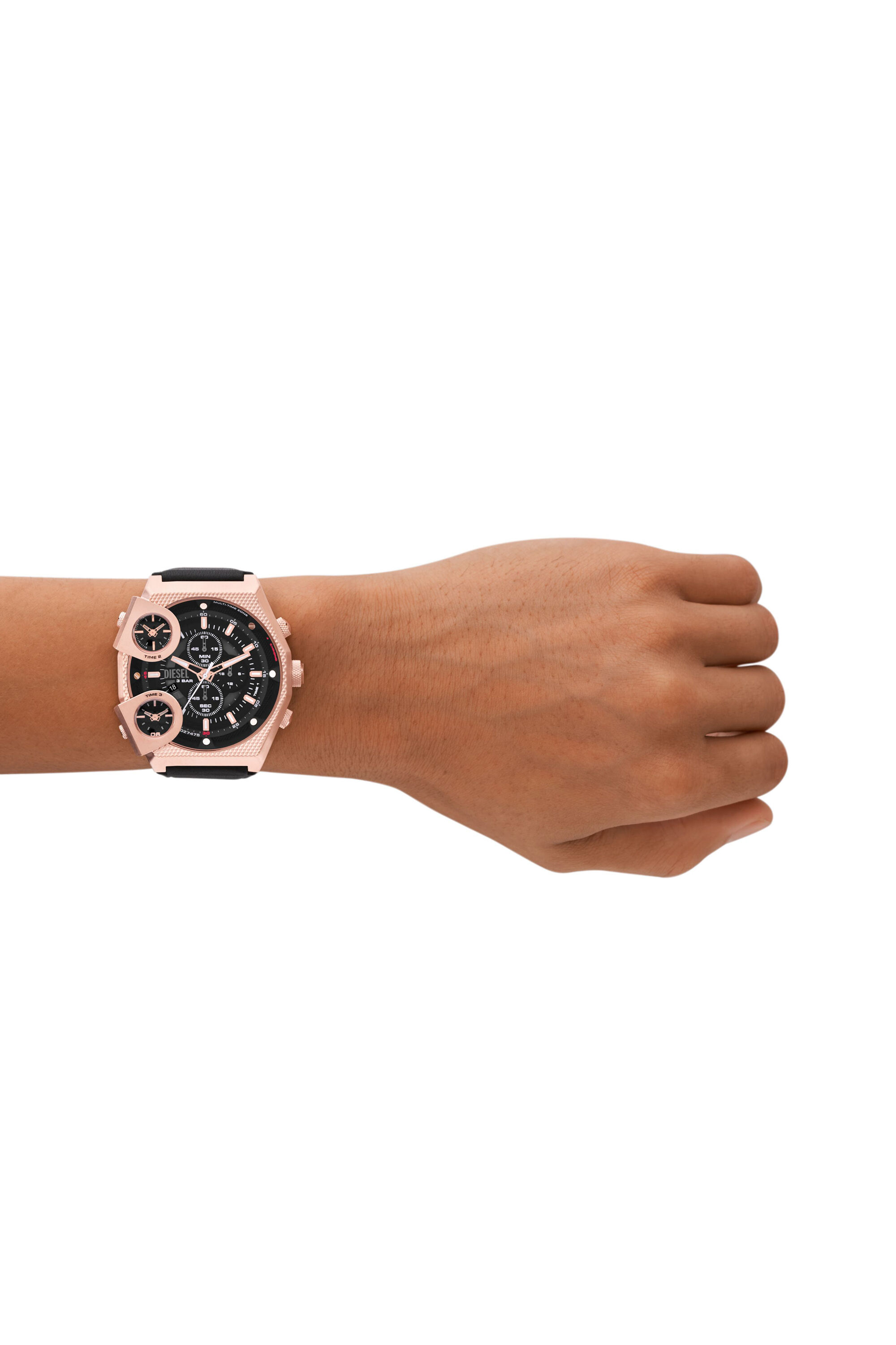 Men's Sideshow Black Leather Watch | Black | Diesel