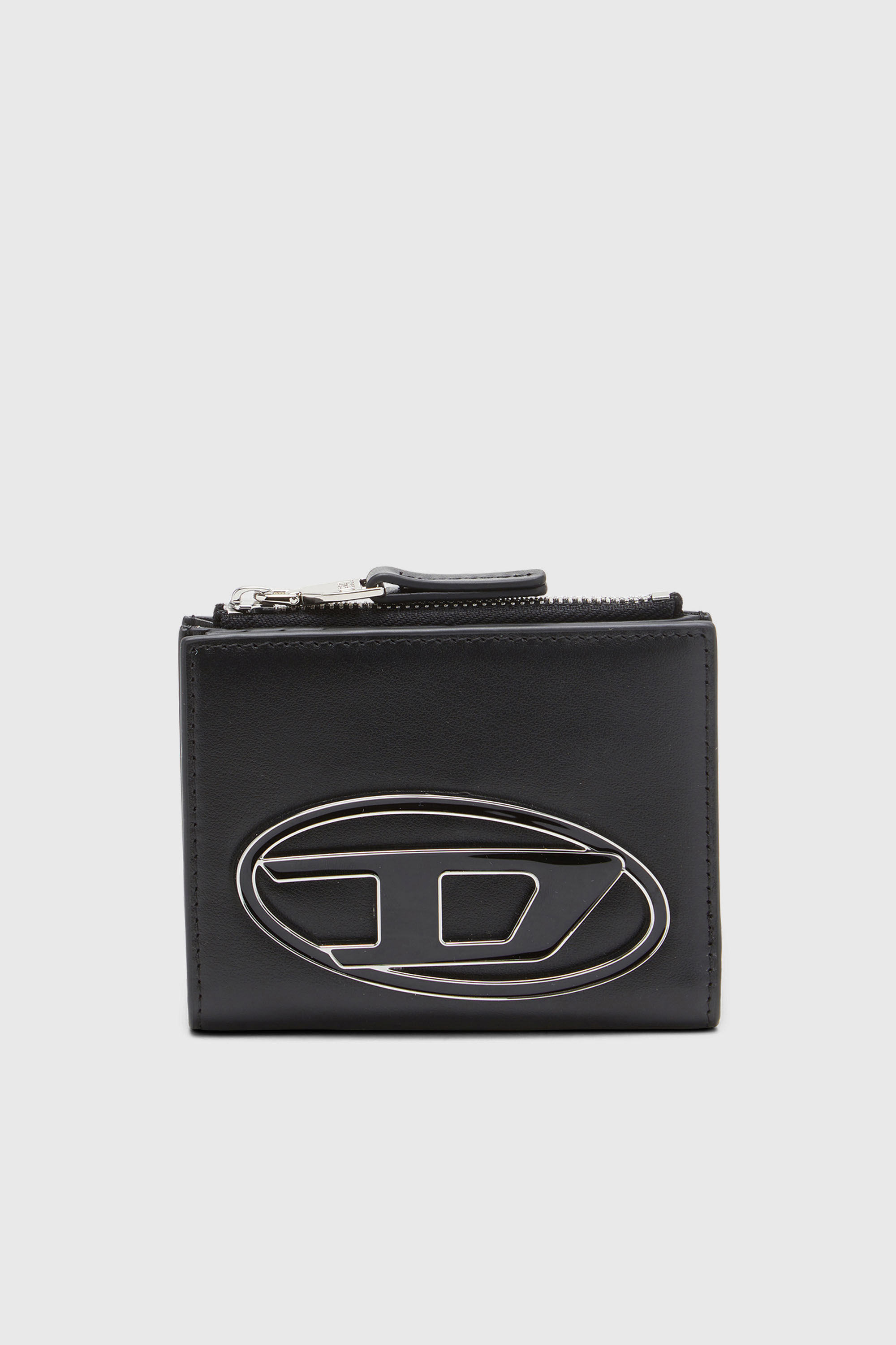Women's Small leather wallet with logo plaque | Black | Diesel Women's Small leather wallet with logo plaque | Black | Diesel