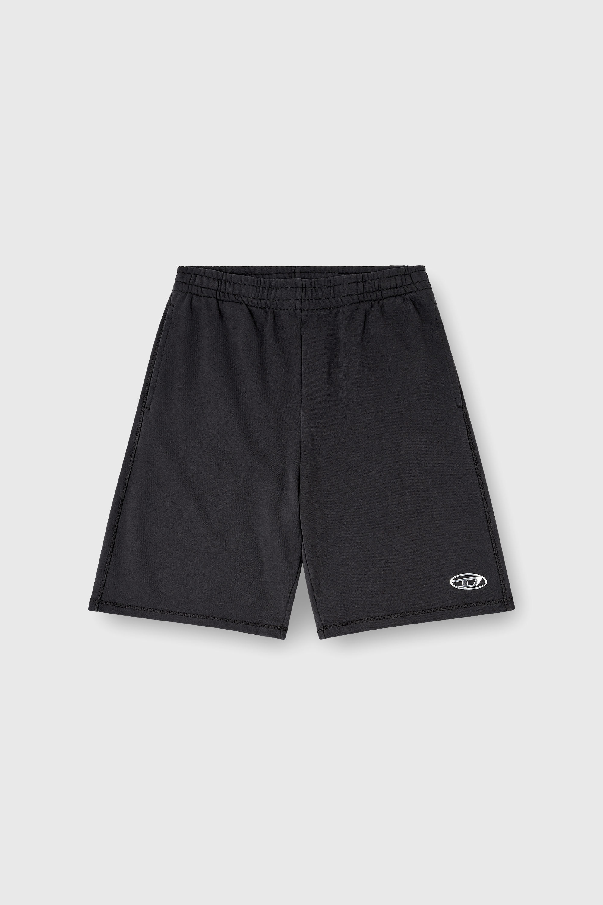 Diesel - P-MARSHY-IOD, Man's Fleece shorts with metallic Oval D in Black - 2