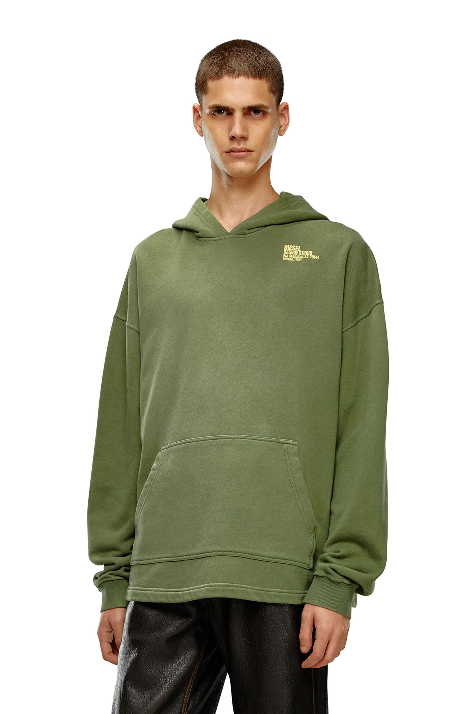 Men s Hoodie with Diesel Design Studio print Green Diesel