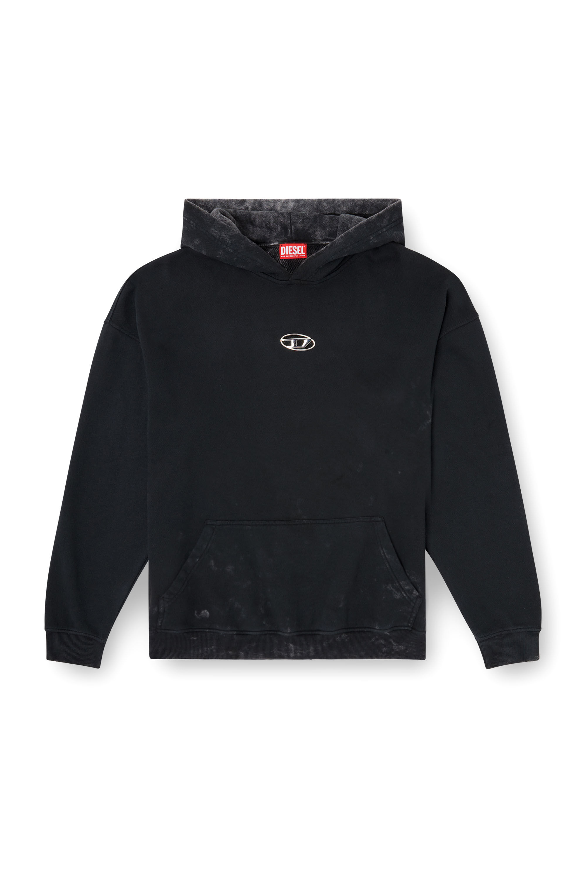 パーカー・フーディ DIESEL FELPA S-BOXT-HOOD-T10 IN JERSEY Men's Hoodie with embroidered Diesel patches | Black | Diesel