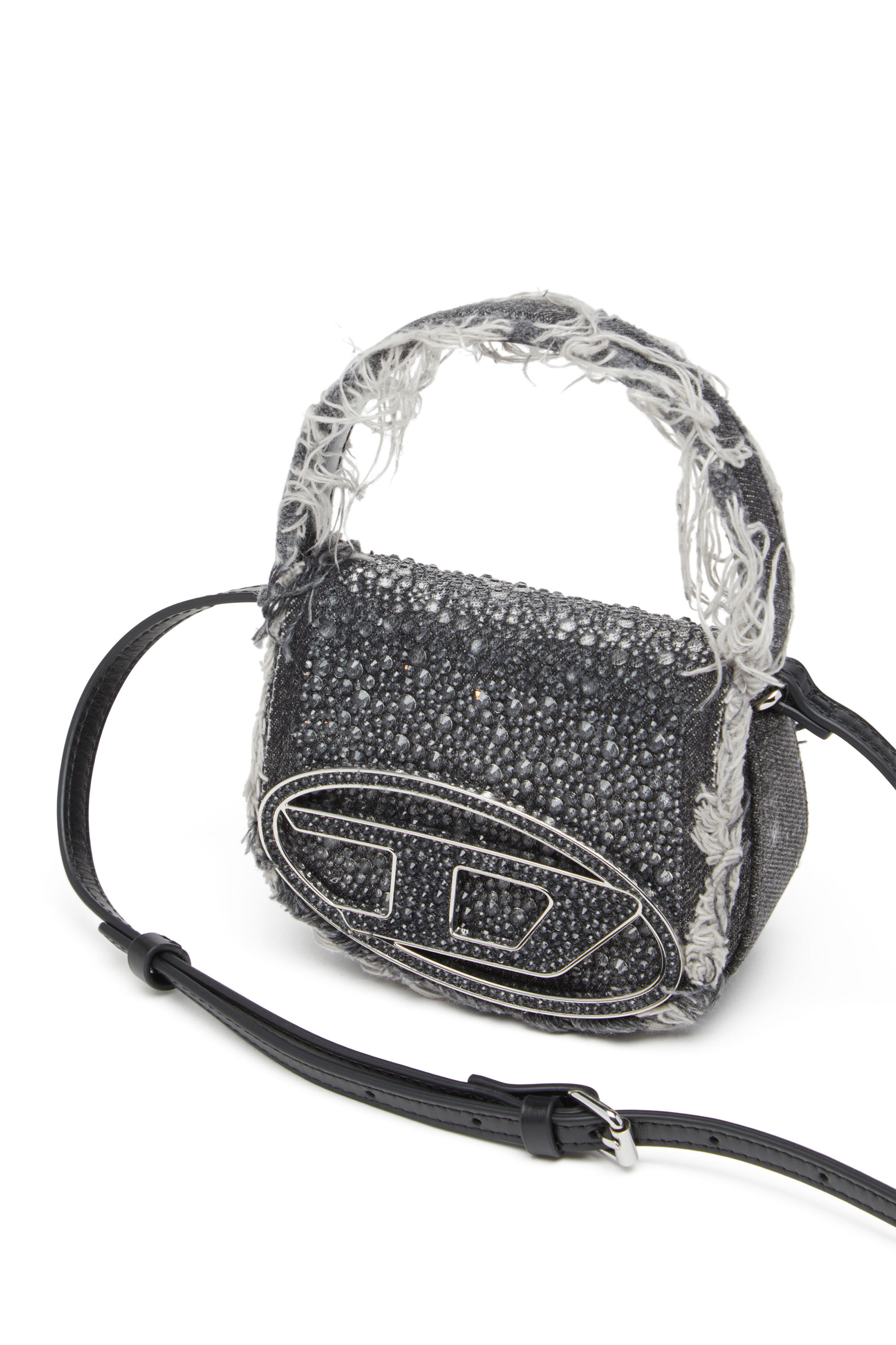 Women's 1DR XS-Iconic mini bag in denim and crystals | Black | Diesel