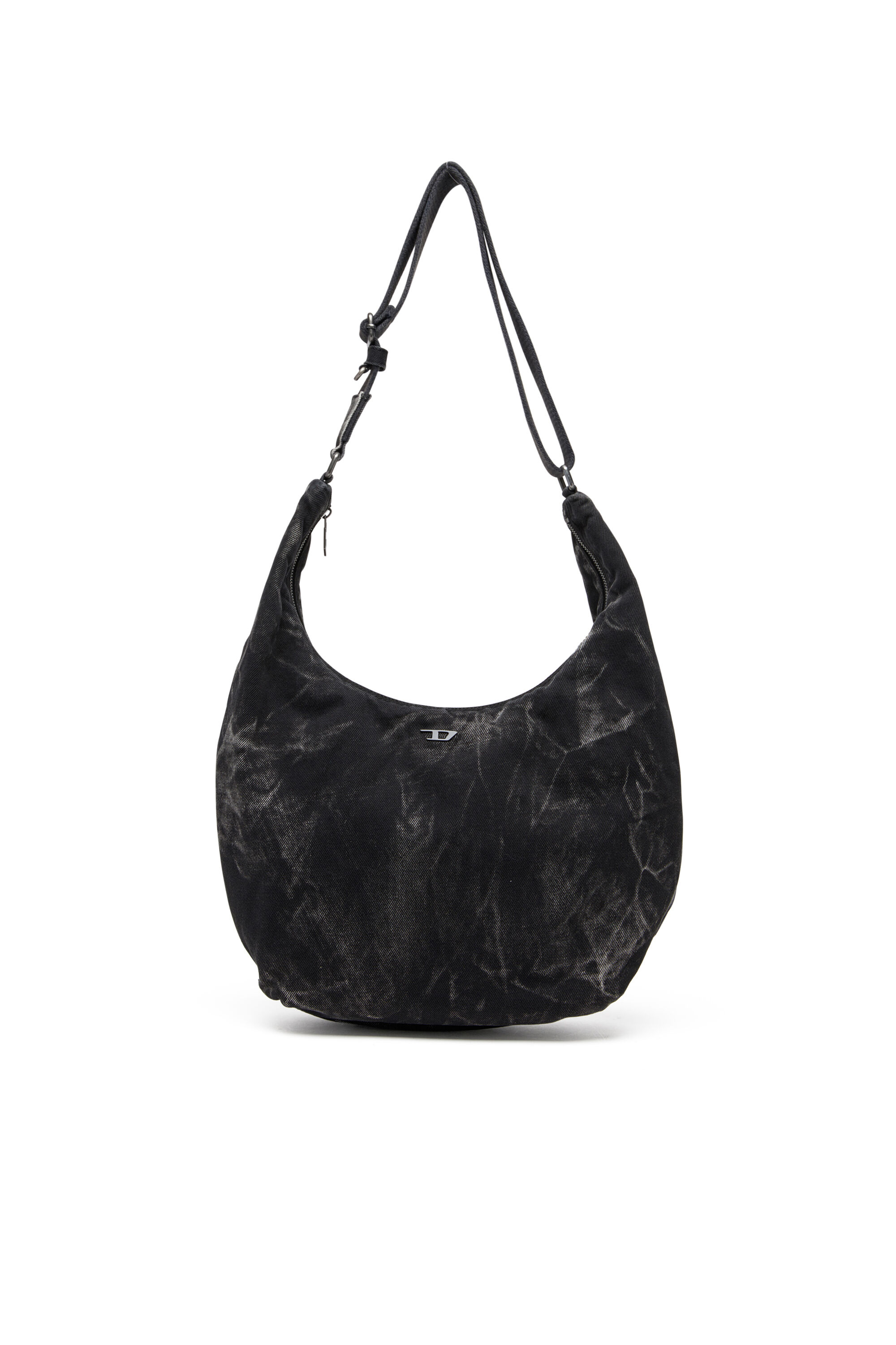 Women's Rave - Hobo denim bag with zipper | Black | Diesel Women's Rave - Hobo denim bag with zipper | Black | Diesel