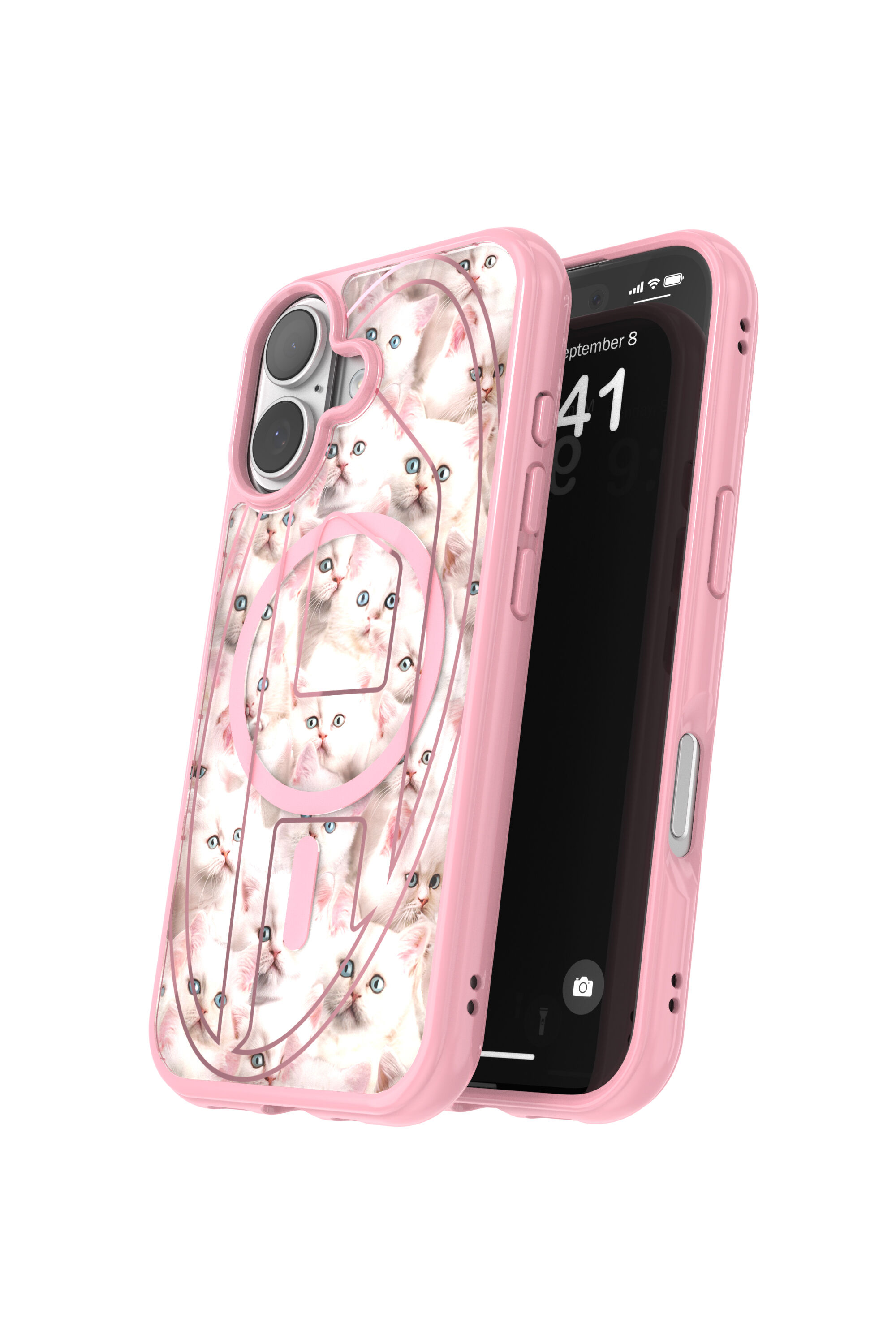 Women's Oval D cats case with magsafe for iPhone 17 | Pink