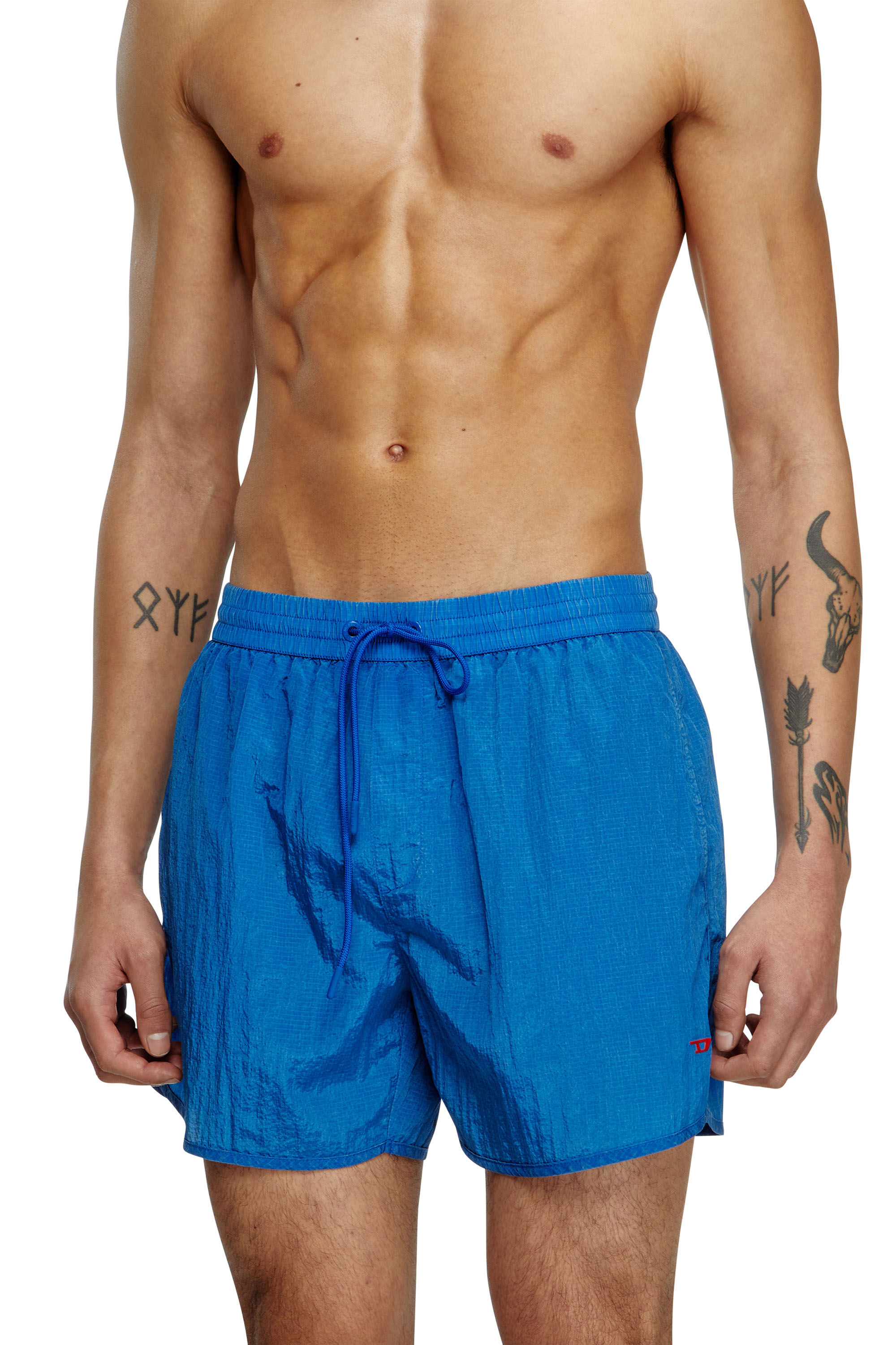 Diesel - JIMMIE-38-D-POP, Man's Mid-length swim shorts in treated ripstop in Blue - 1