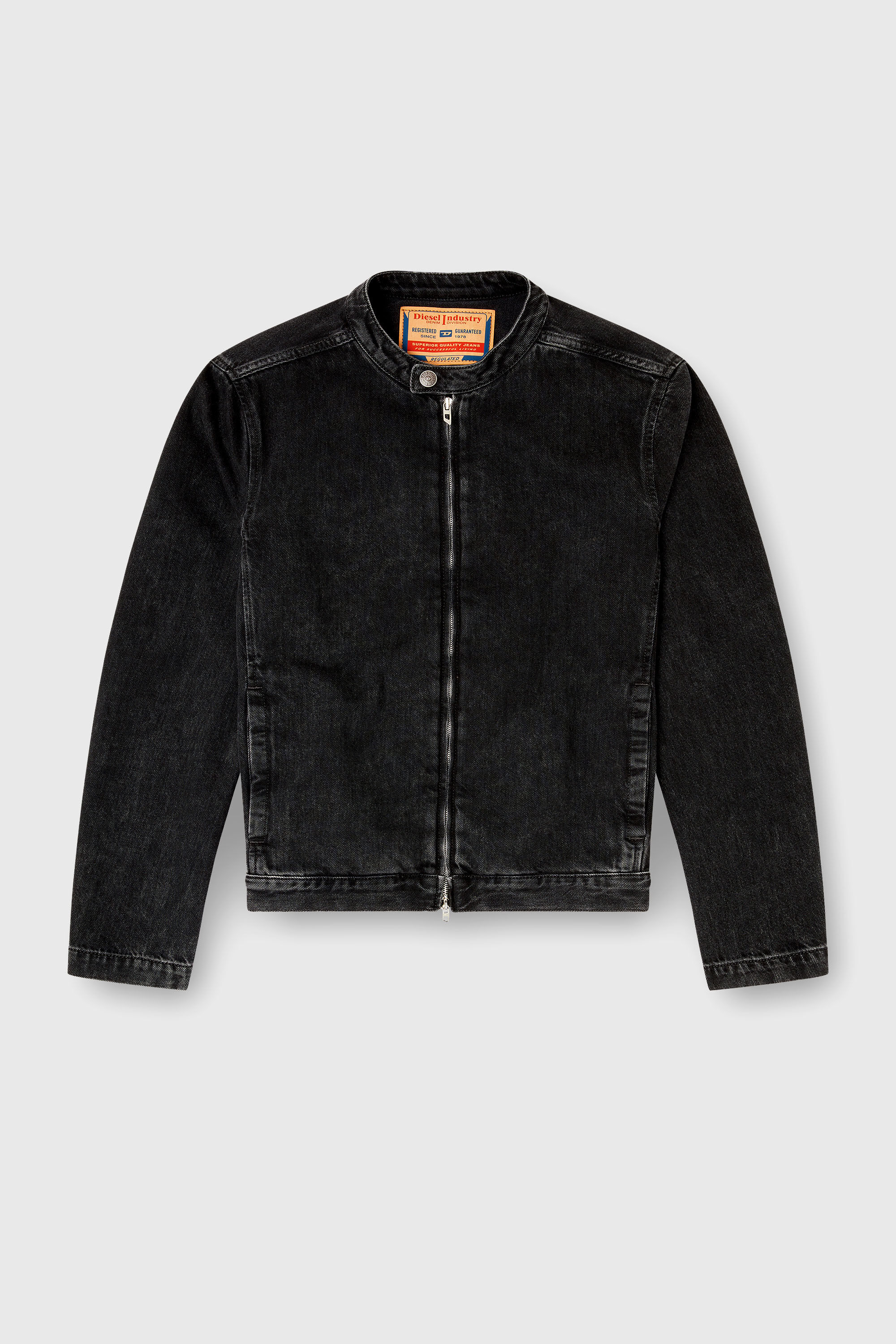 Men's Moto jacket in clean-wash denim | Black | Diesel TR