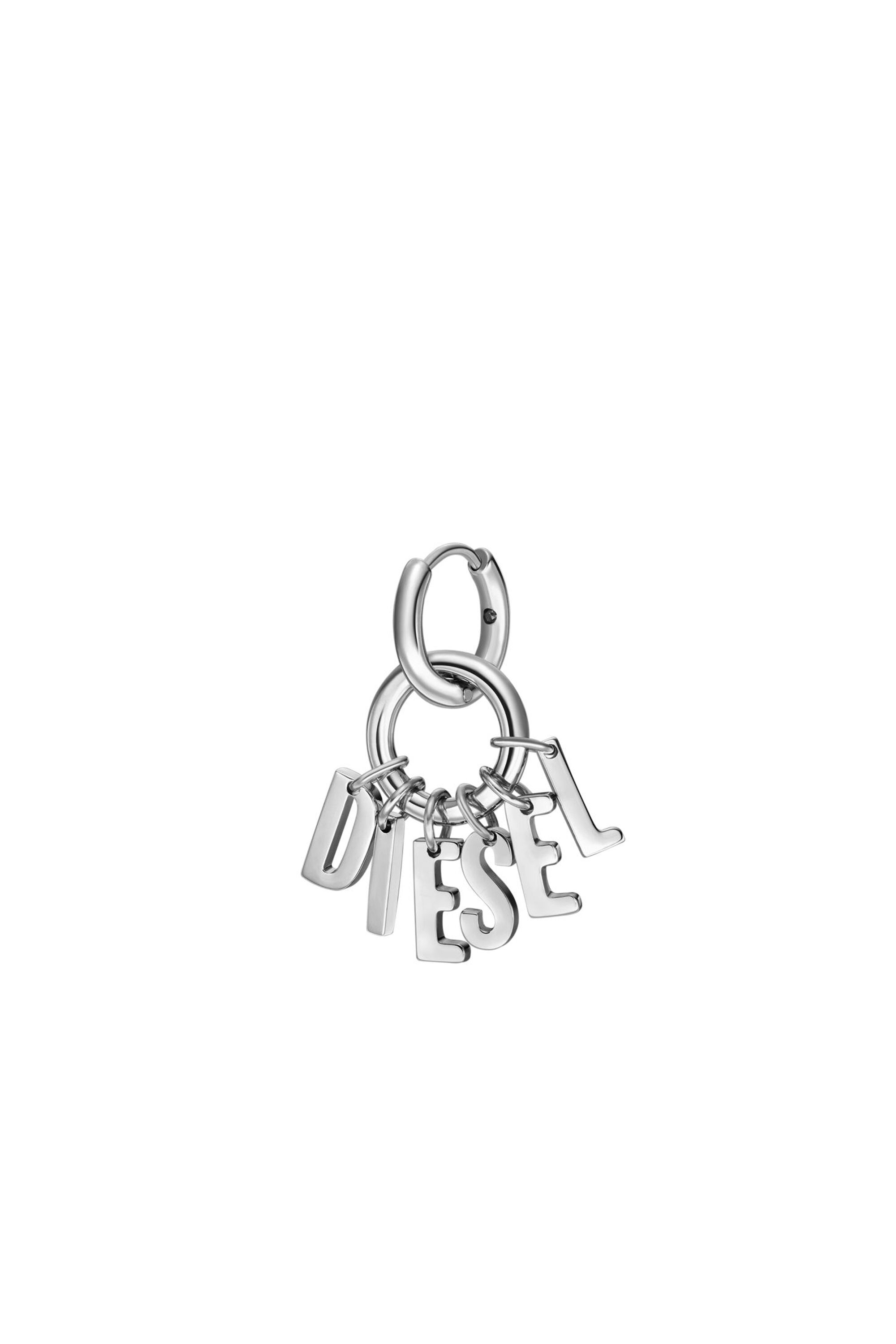 ☆DIESEL☆ Two-tone hoop single earring DX1418931 Women's Two-tone Stainless Steel single hoop earring | Black