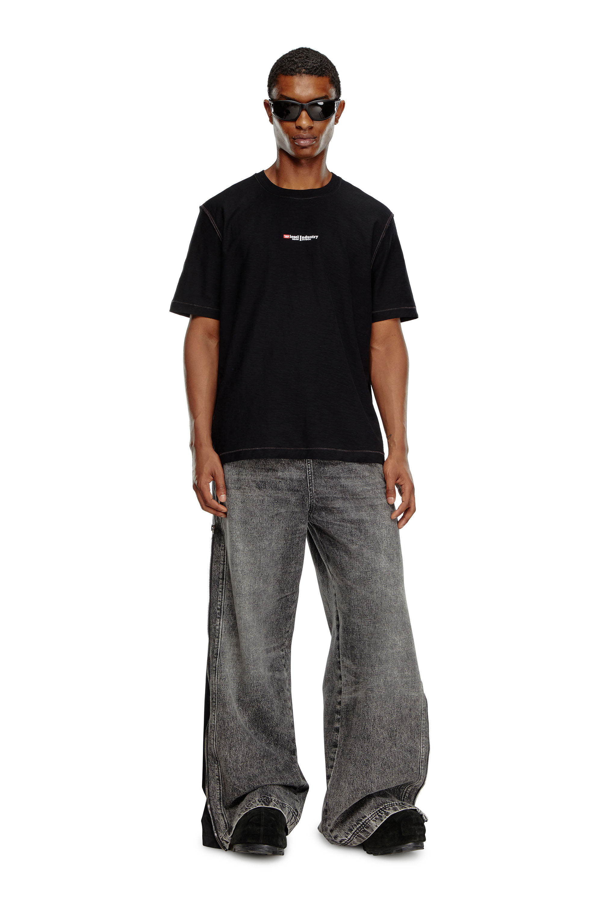 Men's Slub jersey T-shirt with Diesel print | Black | Diesel Men's Slub jersey T-shirt with Diesel print | Black | Diesel