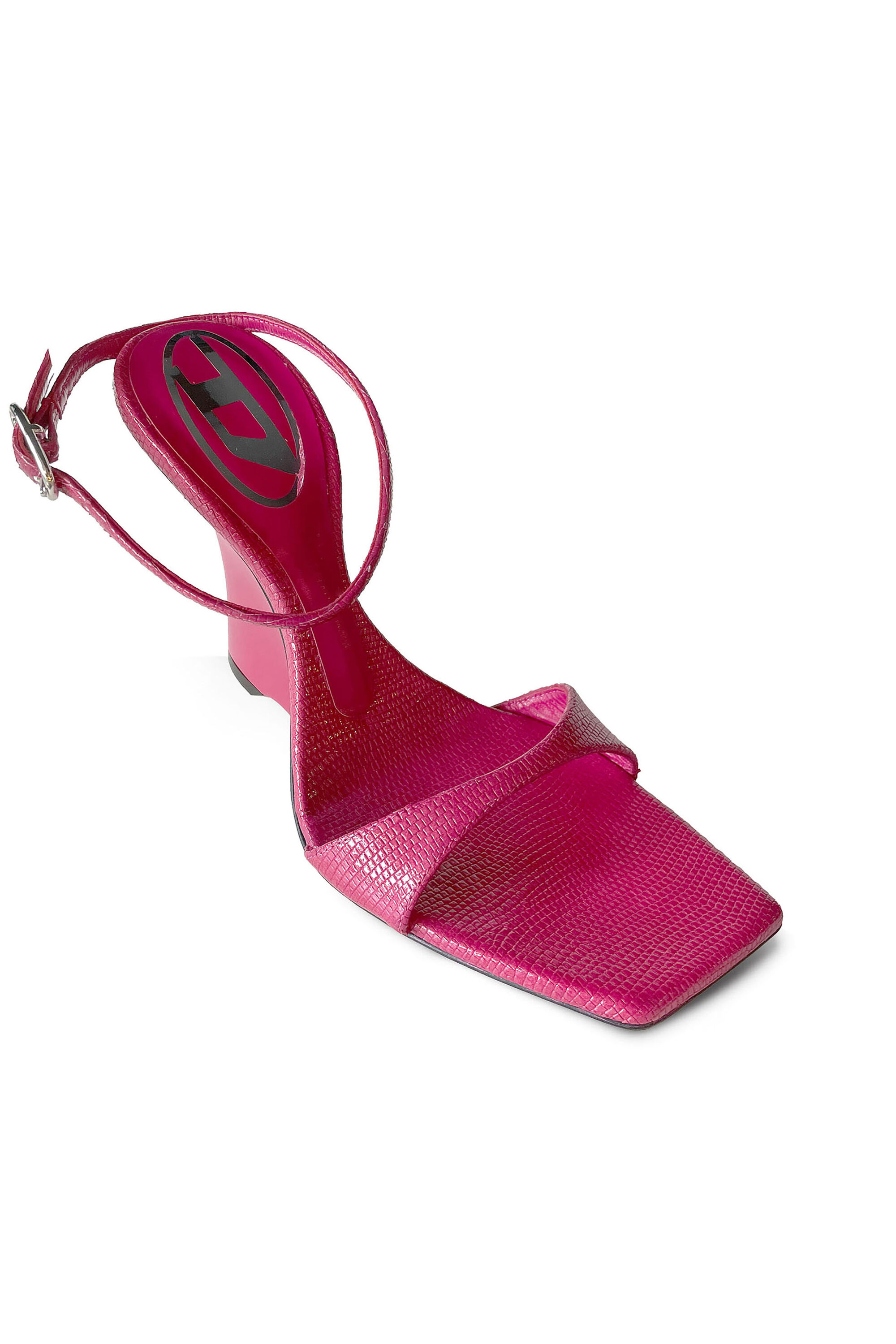Diesel - D-AMBER SANDAL WEDGE, Woman's D-Amber-Wedge sandals in lizard-effect leather in null - 2