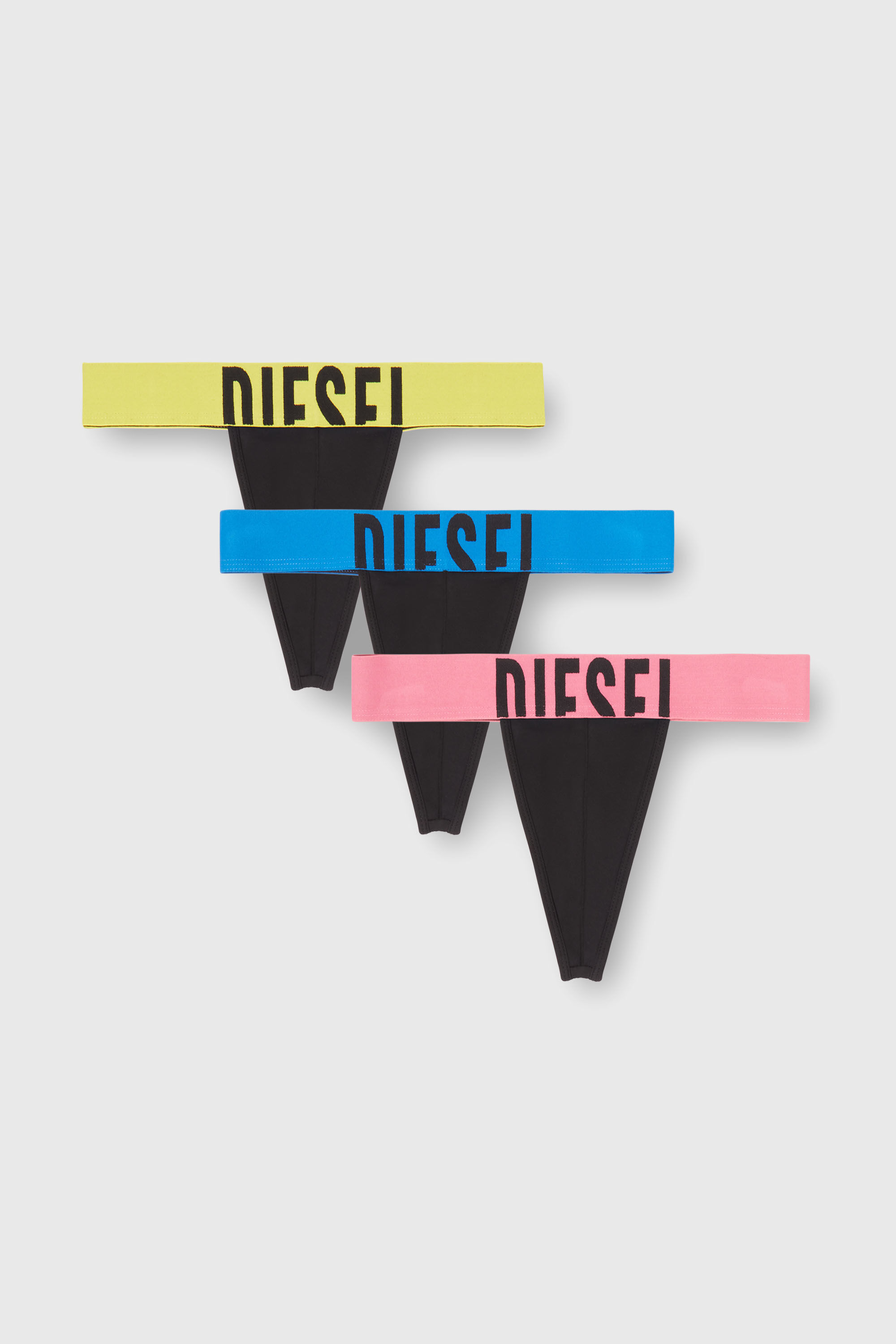 Men's Three-pack thongs with bold logo waistband | Black | Diesel TR