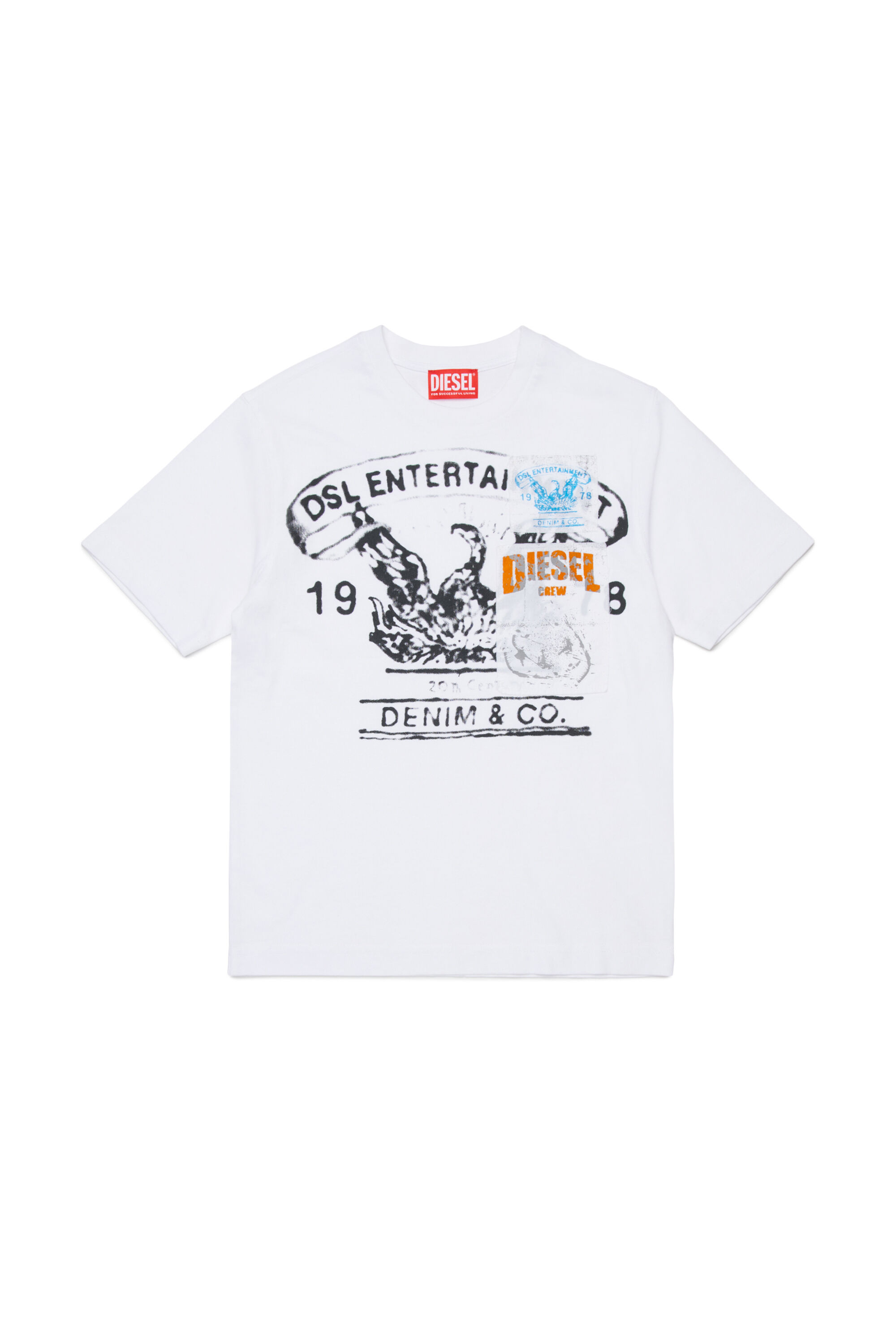 Diesel - TDERSIM OVER, Man's T-shirt with vintage-style print in White - 1