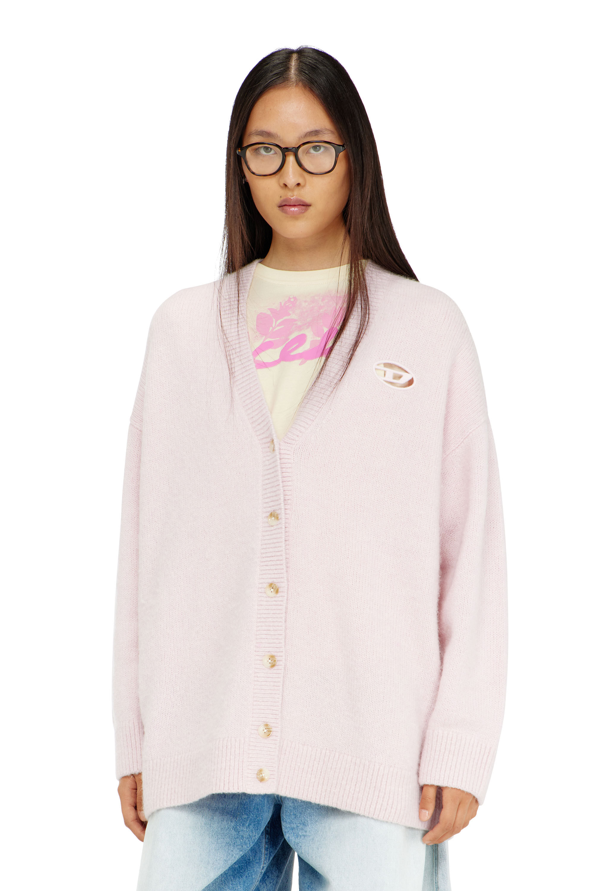Diesel - M-AREELA, Woman's Cardigan in wool and alpaca blend in Face Powder - 1
