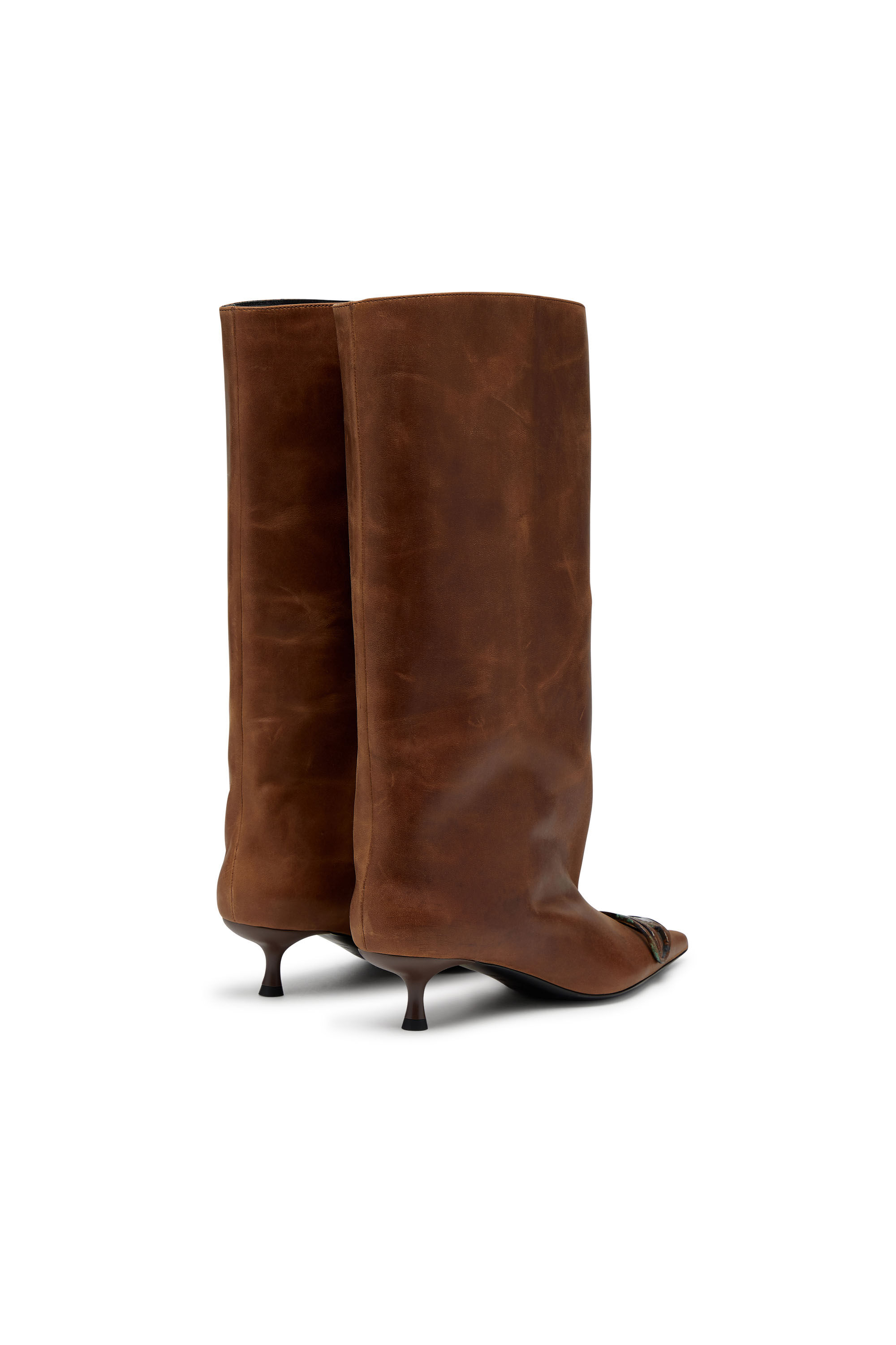 Women's D-Venus-Knee-high boots in oiled leather | Brown