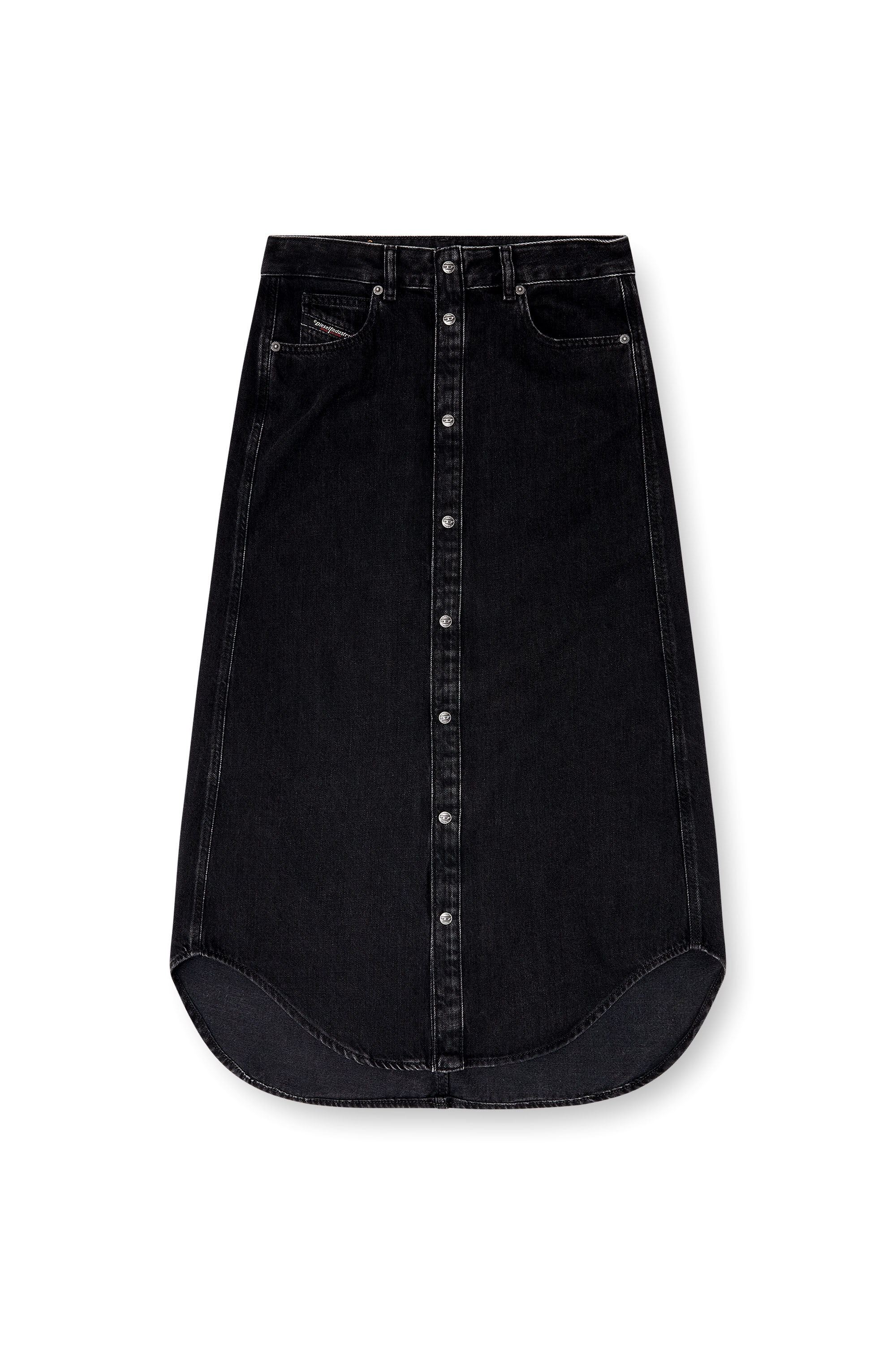 Diesel - DE-ARD-LONG, Woman's Midi denim skirt in Black - 2