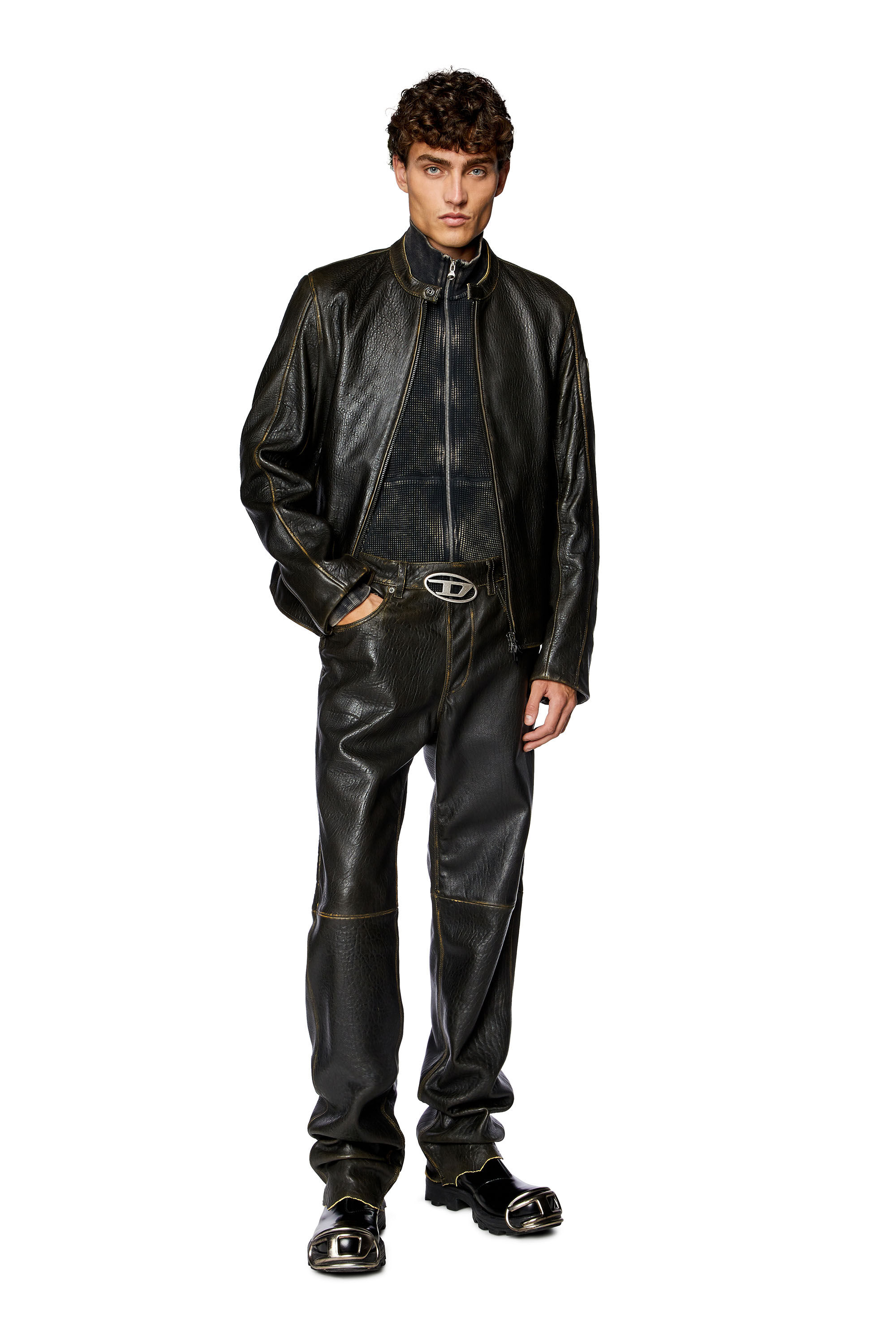 Diesel clearance leather jeans