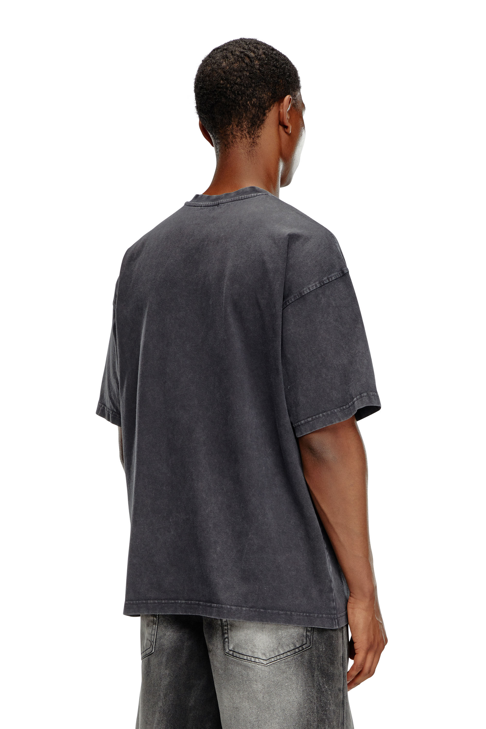 希少 黒入荷！ T-shirt Faded Men's with Diesel | Black | print D Oval トップス