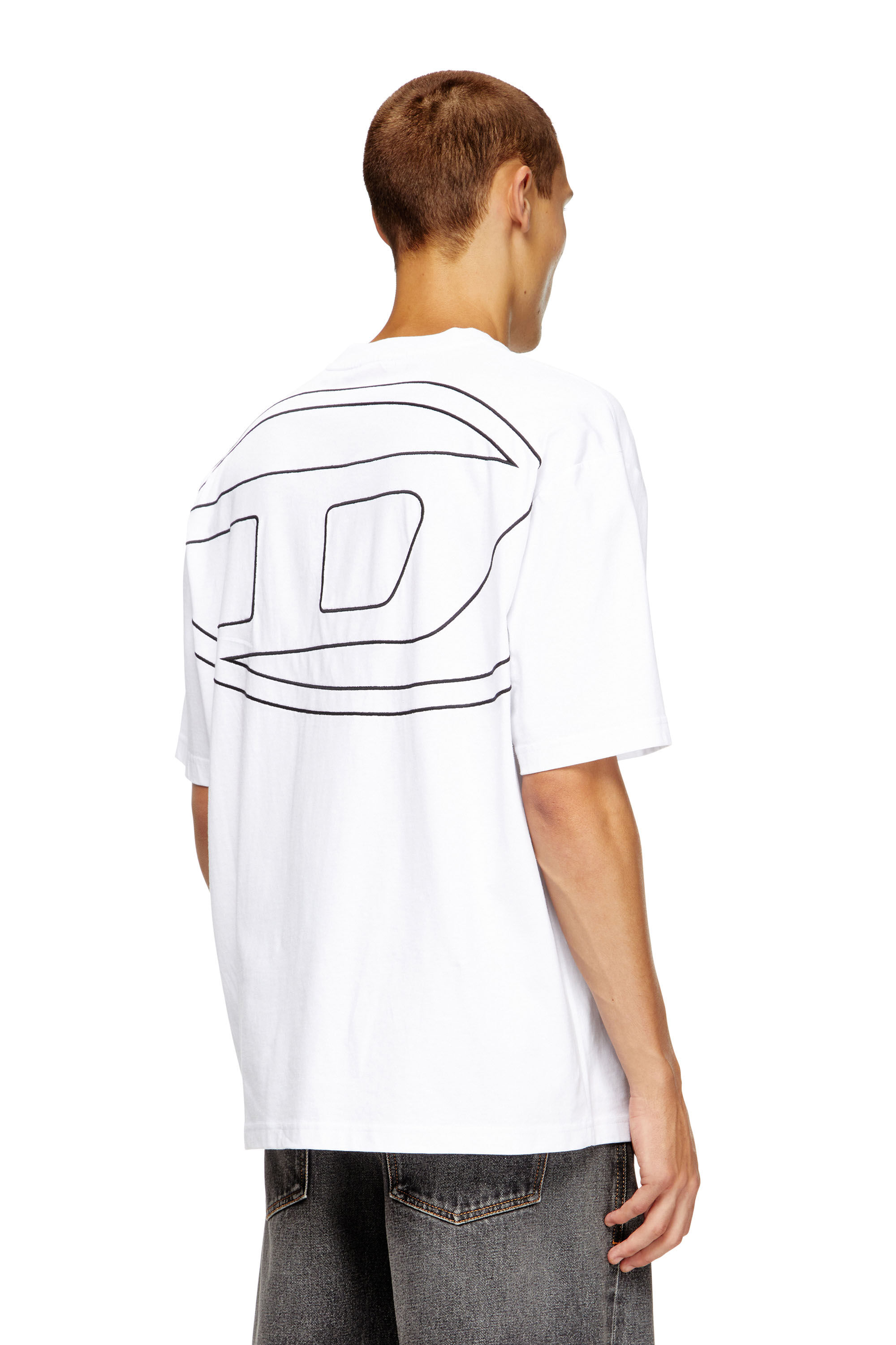 Men's oversized T-shirt with maxi oval D embroidery | Diesel
