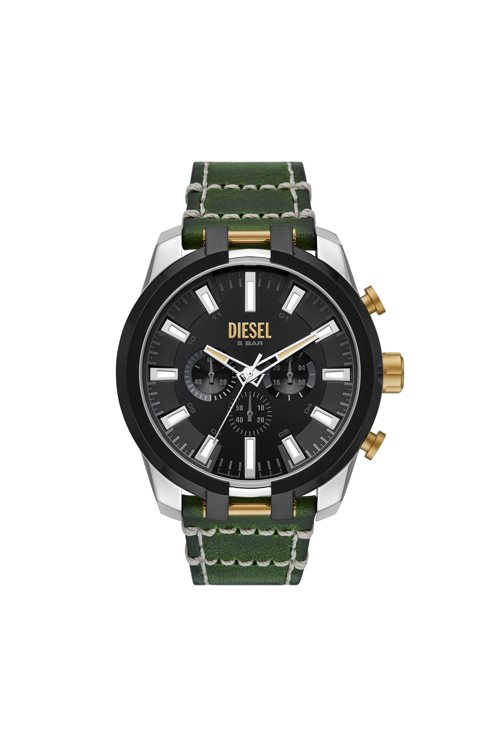 DZ4588 Man: Split chronograph green leather watch | Diesel