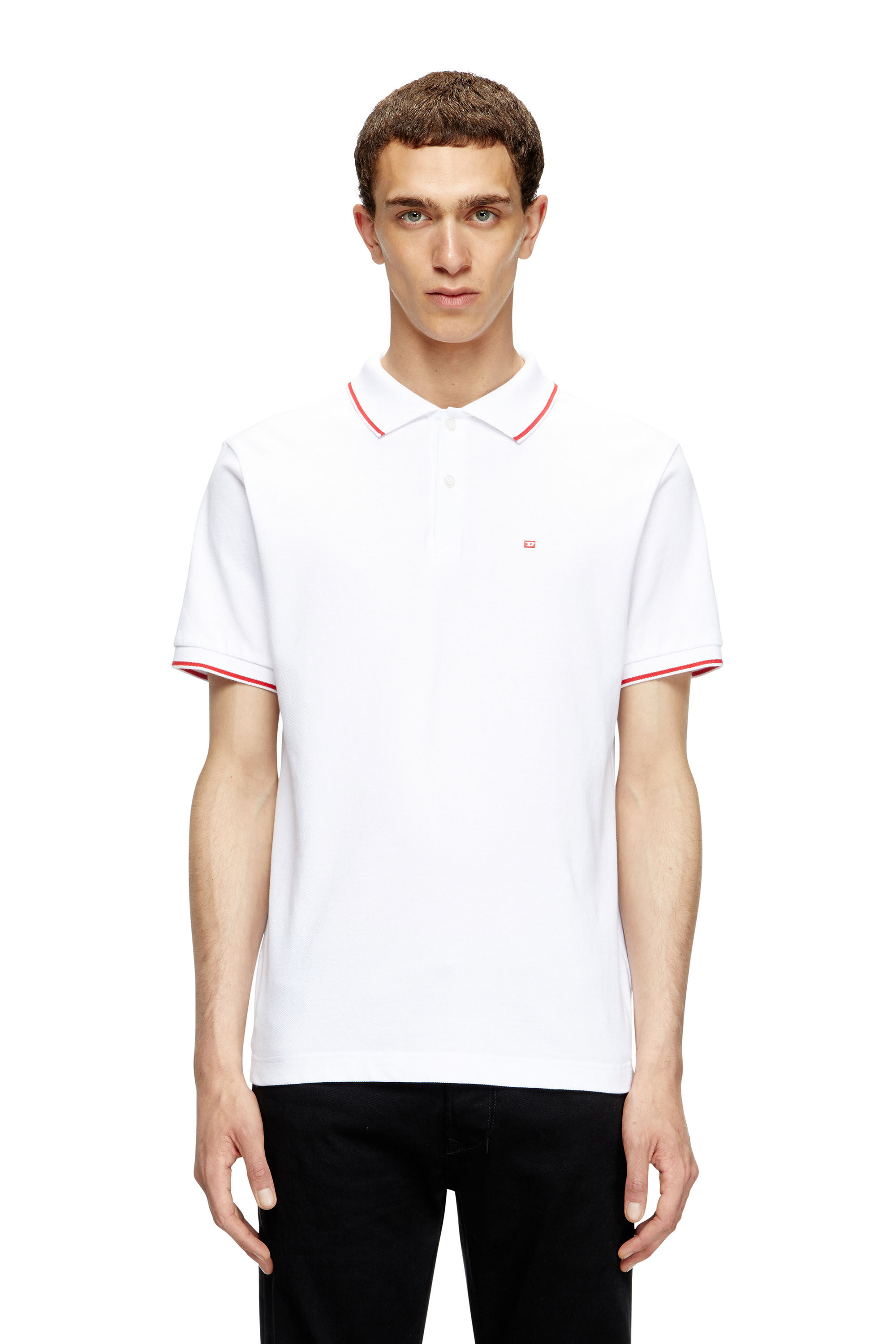 Men's Polo shirt with micro Diesel embroidery | White | Diesel