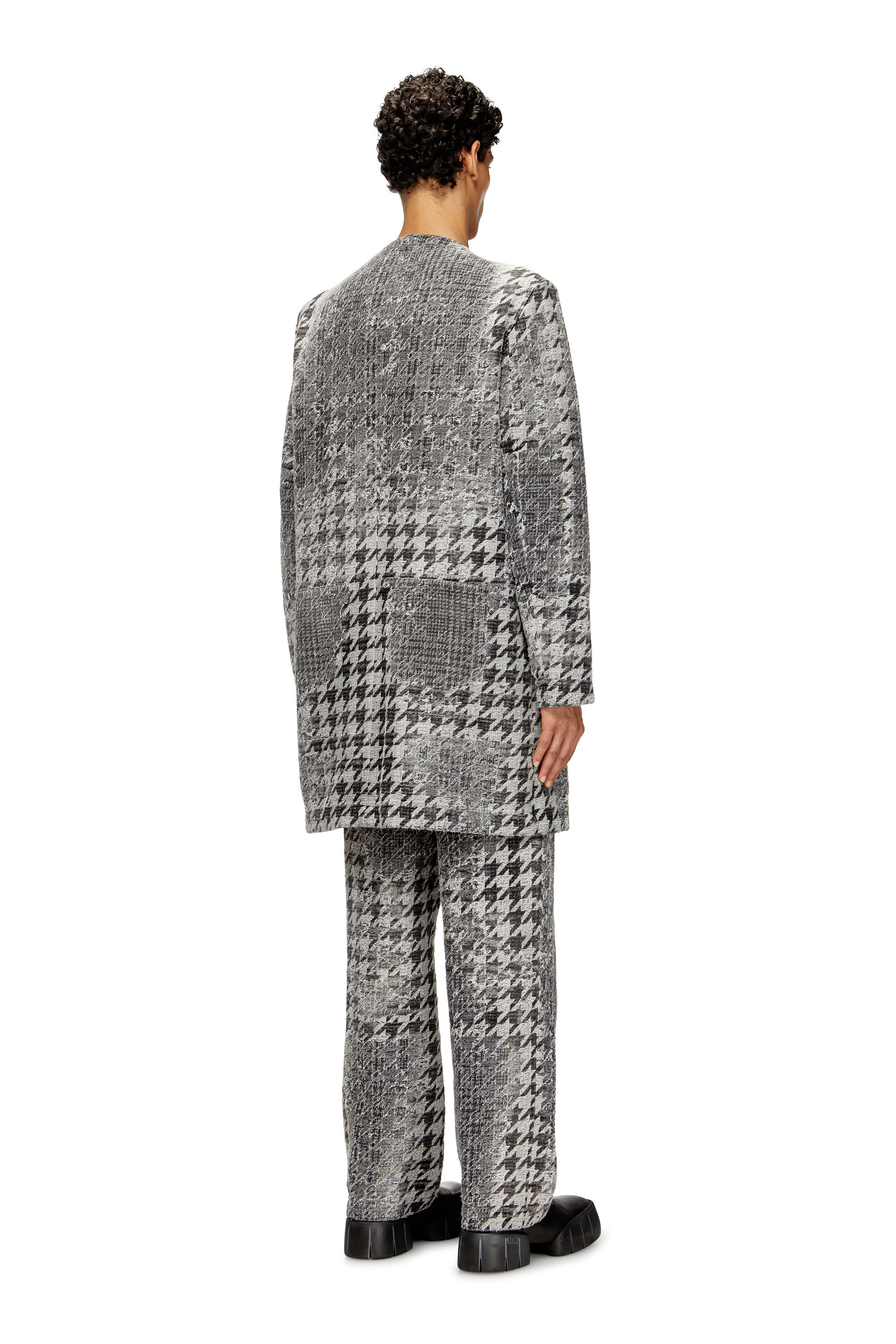 Diesel - D-LOT-FSH, Unisex's Coat in Prince of Wales jacquard denim in Black/Dark grey - 4