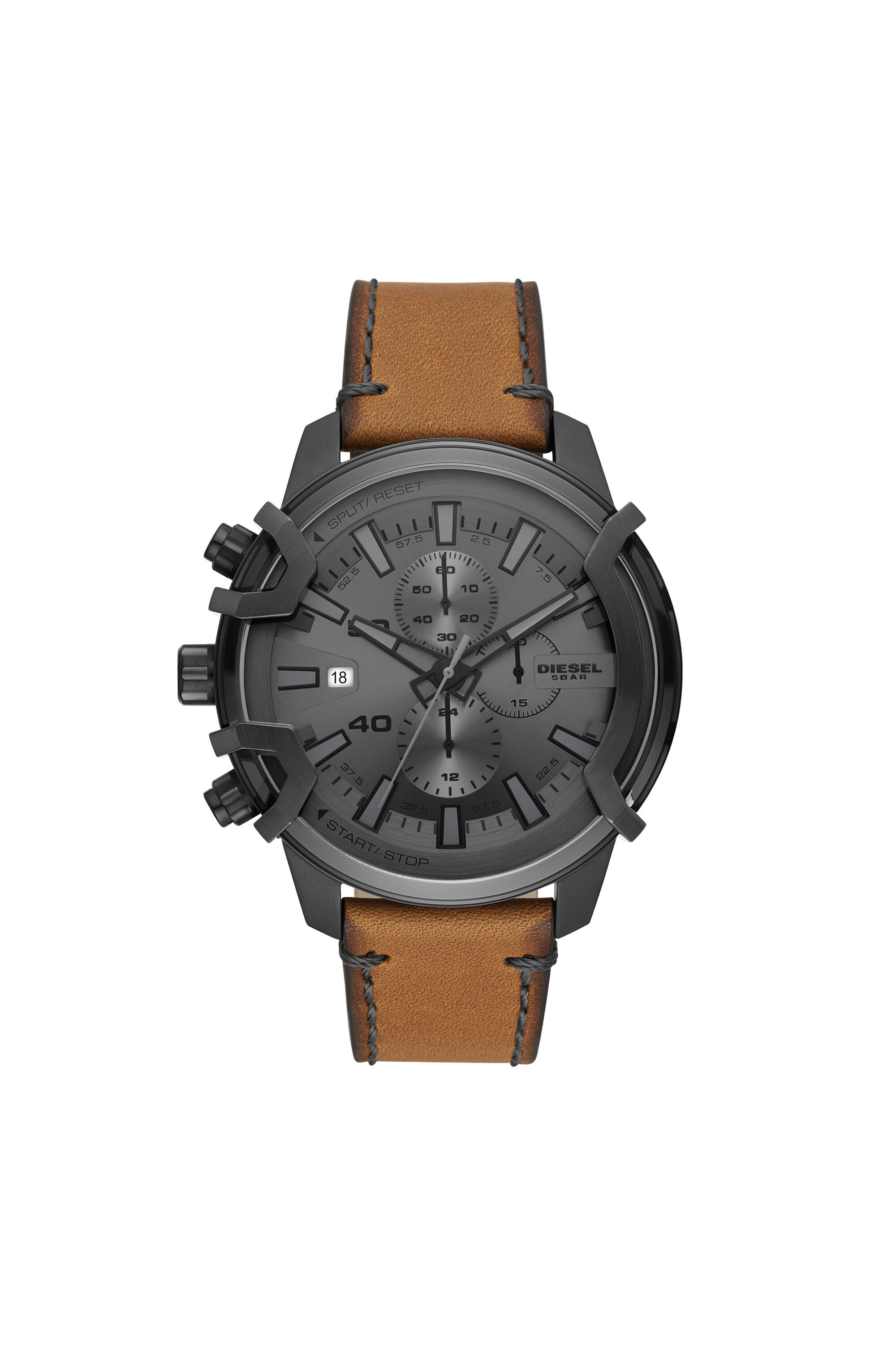 DZ4569 Man: Griffed chronograph brown leather watch | Diesel