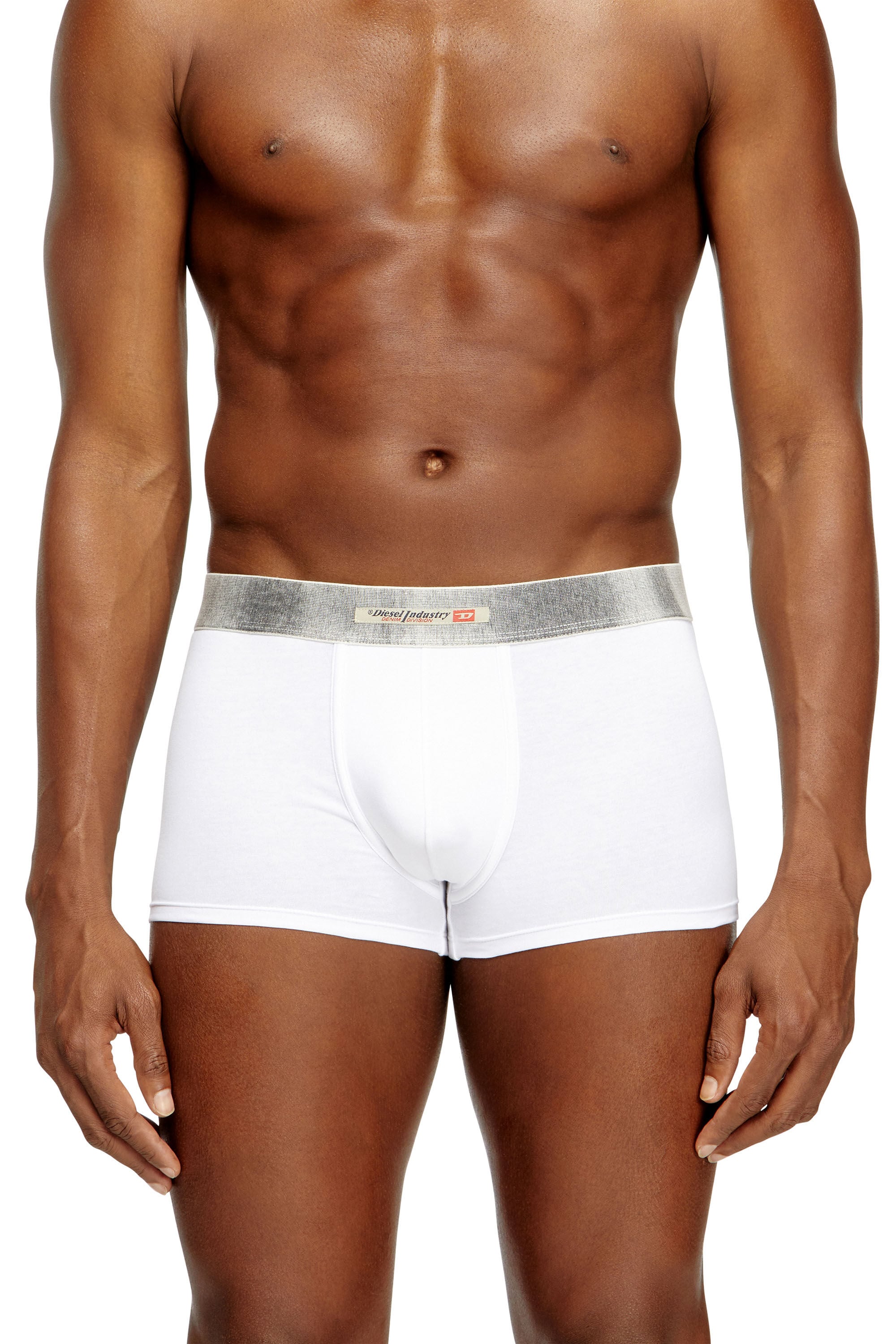 Diesel - DAMIEN-DNM-3PACK, Man's Three-pack of stretch cotton boxer briefs with satin waistband in White - 3