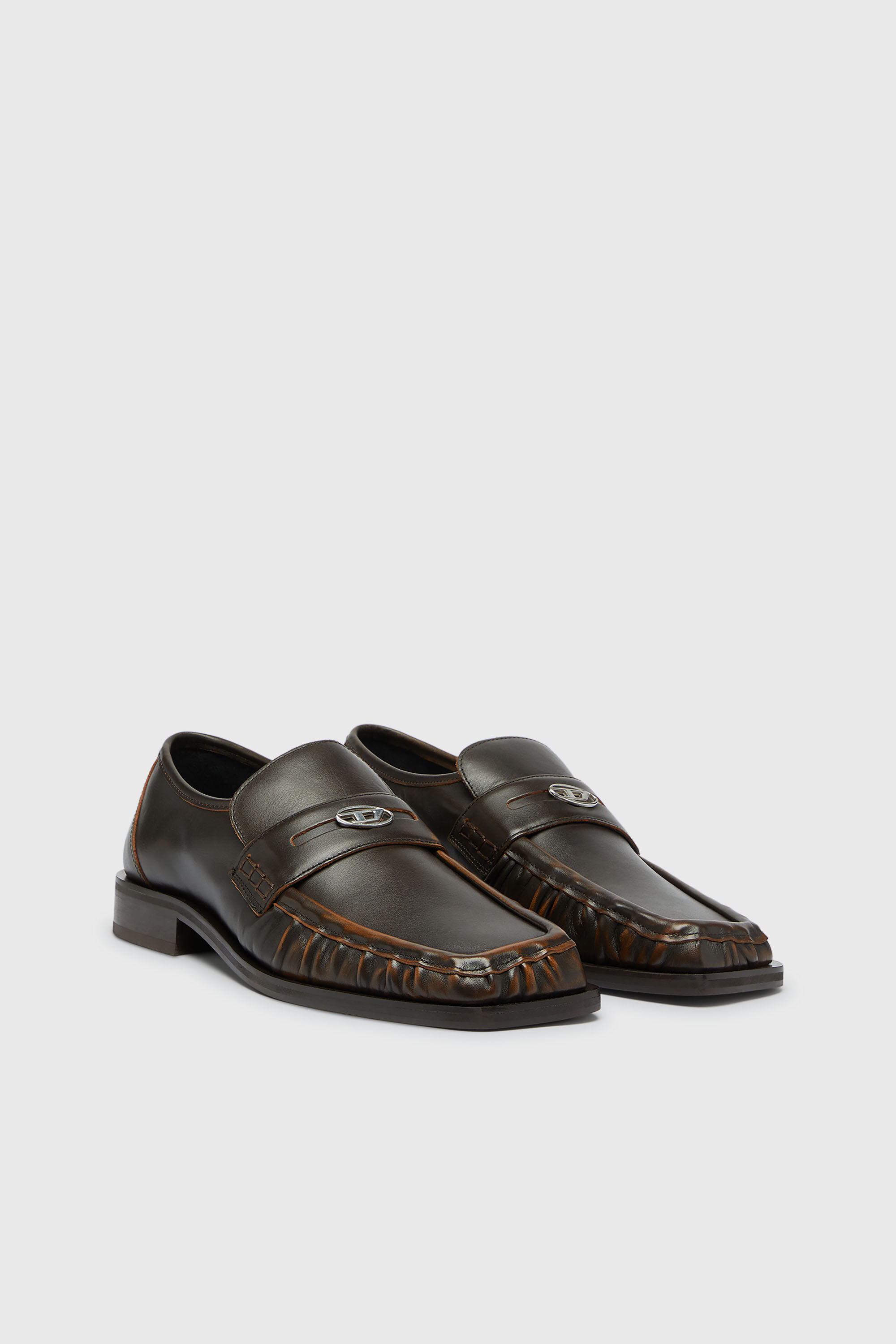 Diesel - D-AMBER LOAFER, Man's D-Amber - Penny loafers in leather in Brown - 2