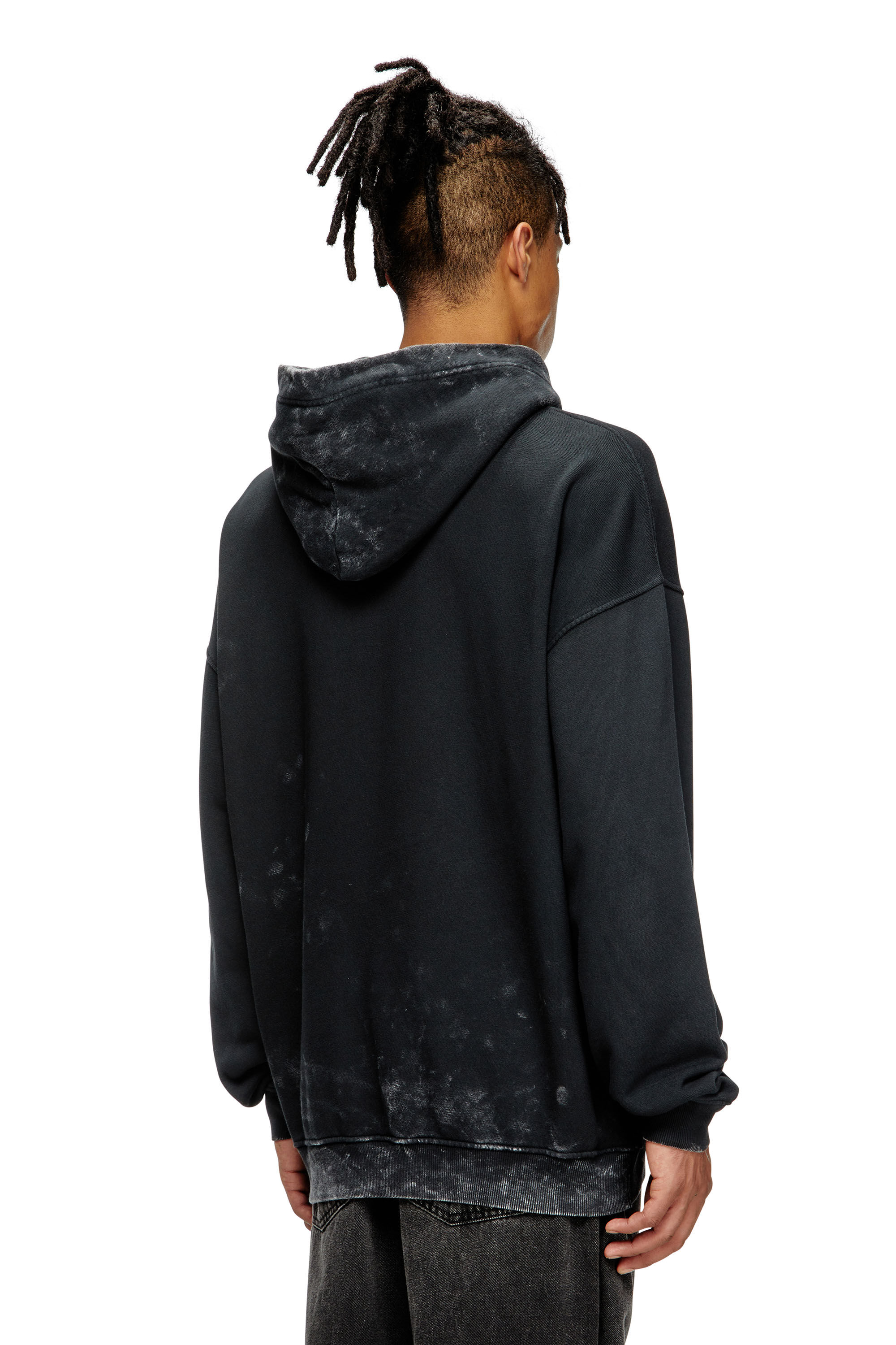 ★国内発送★【DIESEL】s-boxt-hood-t10 オーバルDロゴ パーカー Men's Hoodie with cut-out metal Oval D | Black | Diesel