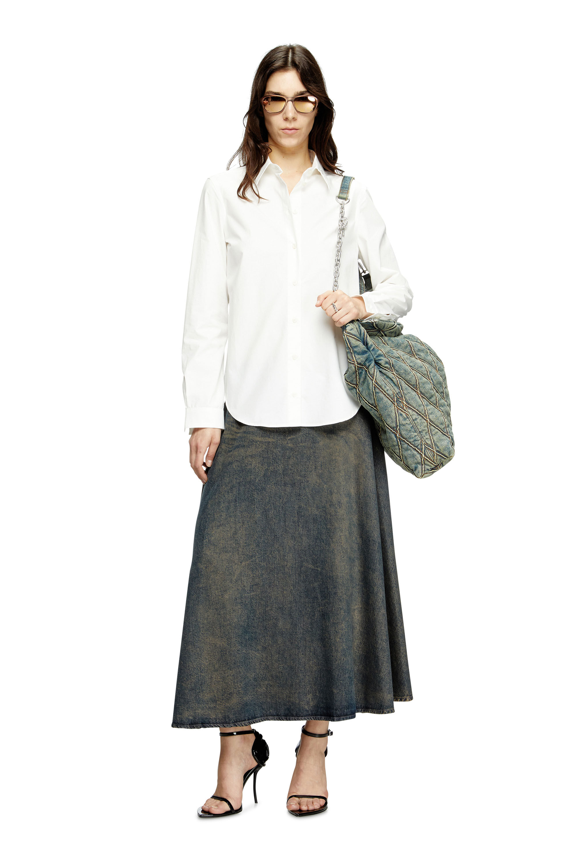 Diesel - CHARM-D HOBO, Woman's Charm-D-Large hobo in argyle quilted denim in Blue - 6