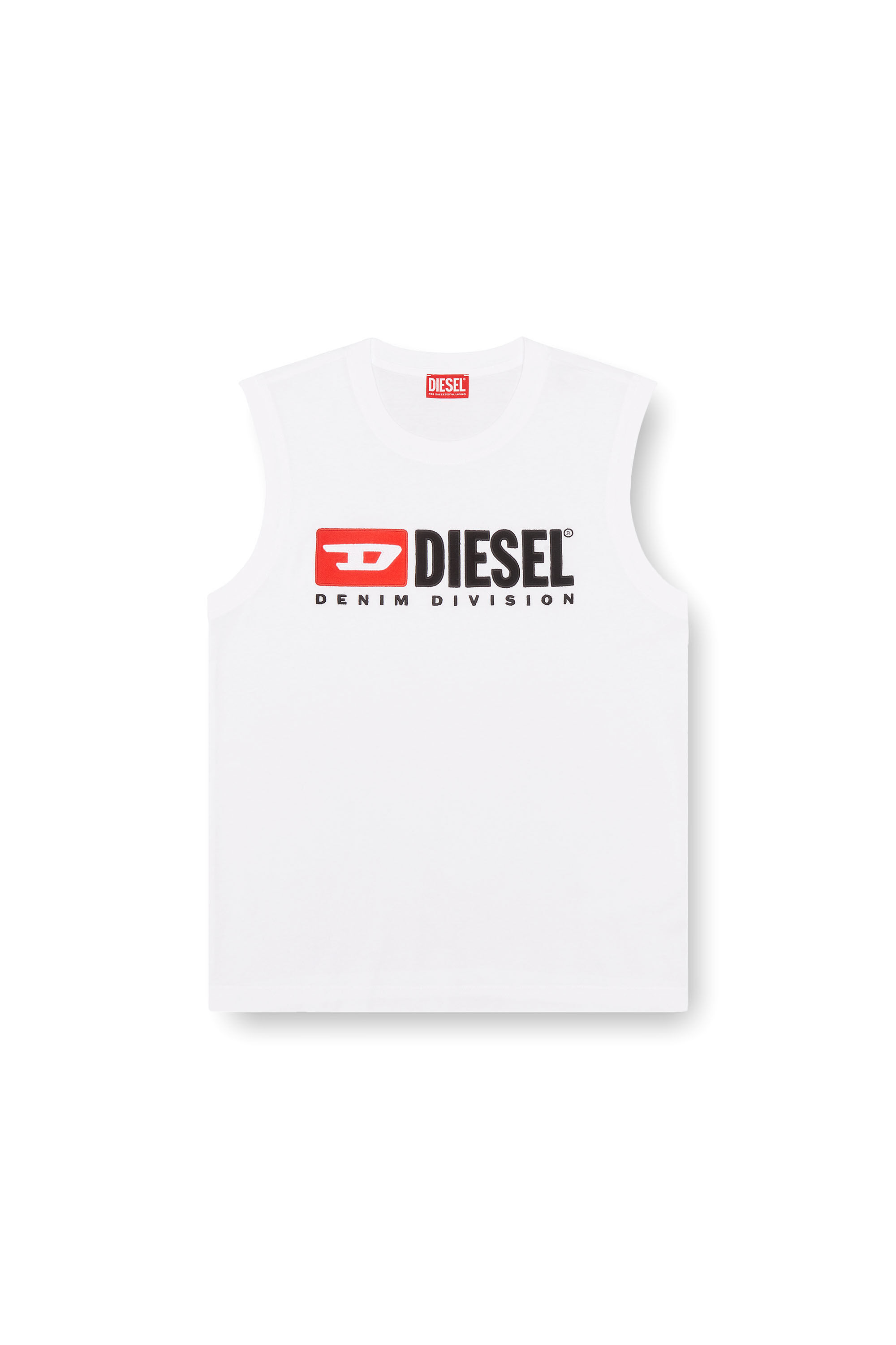 Men's Tank top with chest logo print | White | Diesel TR