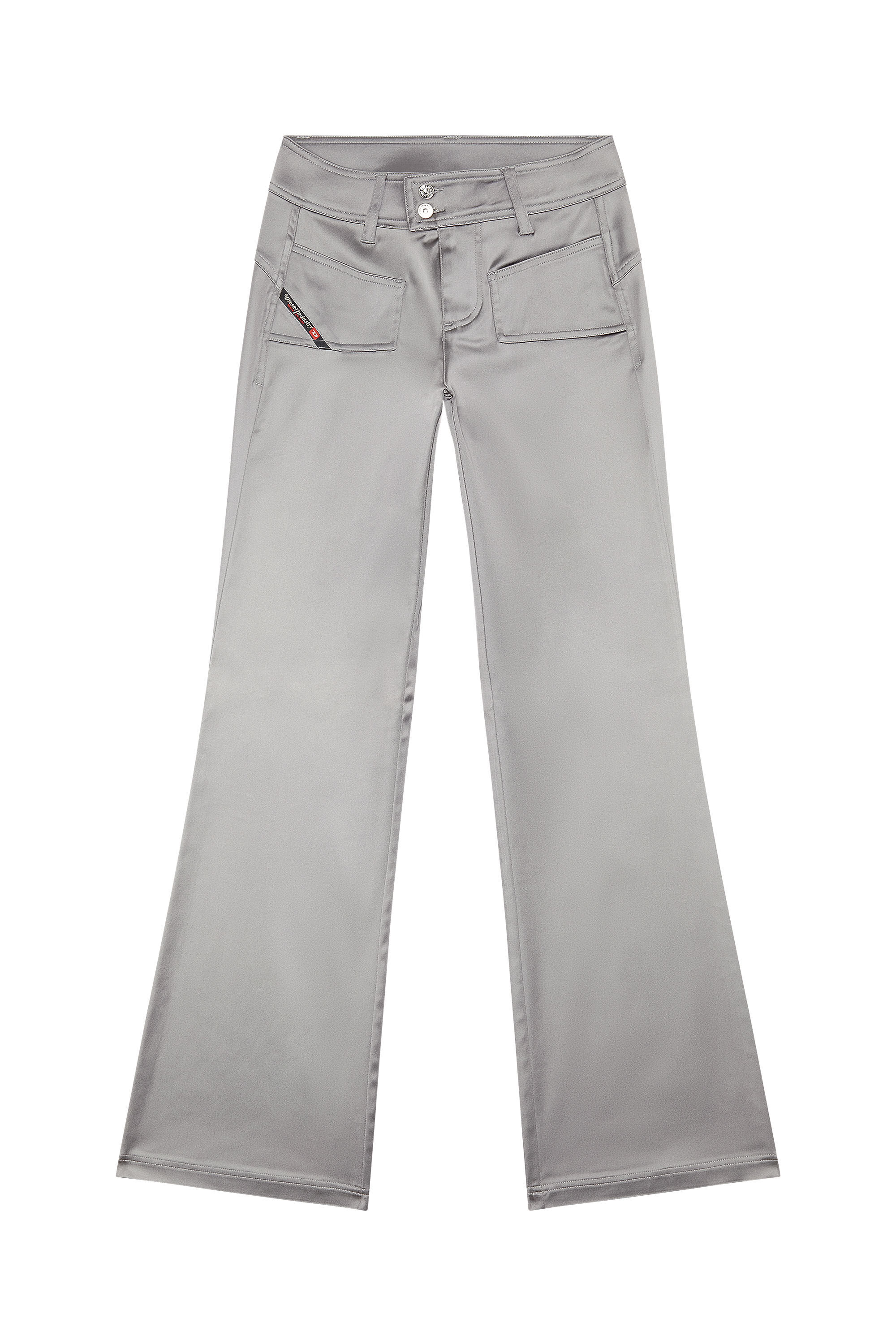 Women's Flared pants in shiny stretch satin | Grey | Diesel