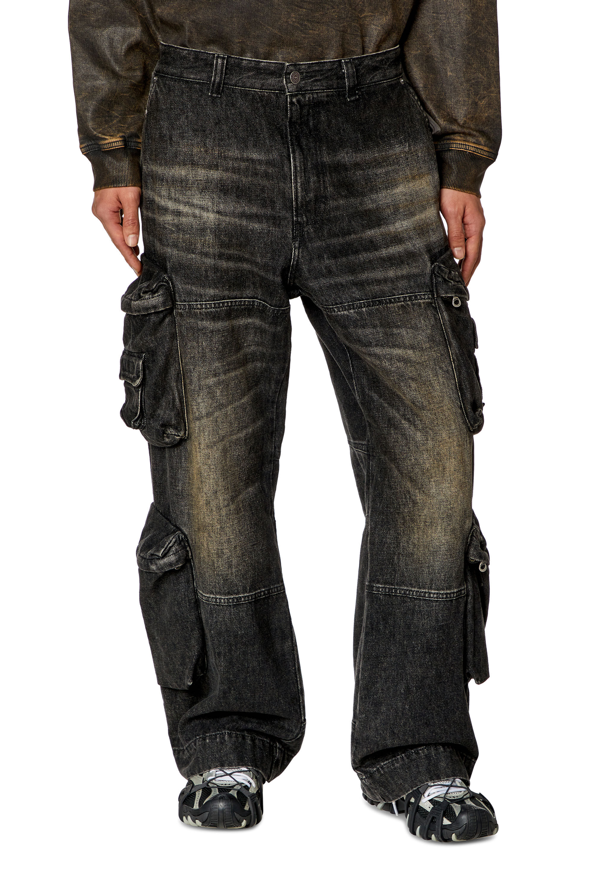 Men s Straight Jeans Black Dark grey Diesel D Fish
