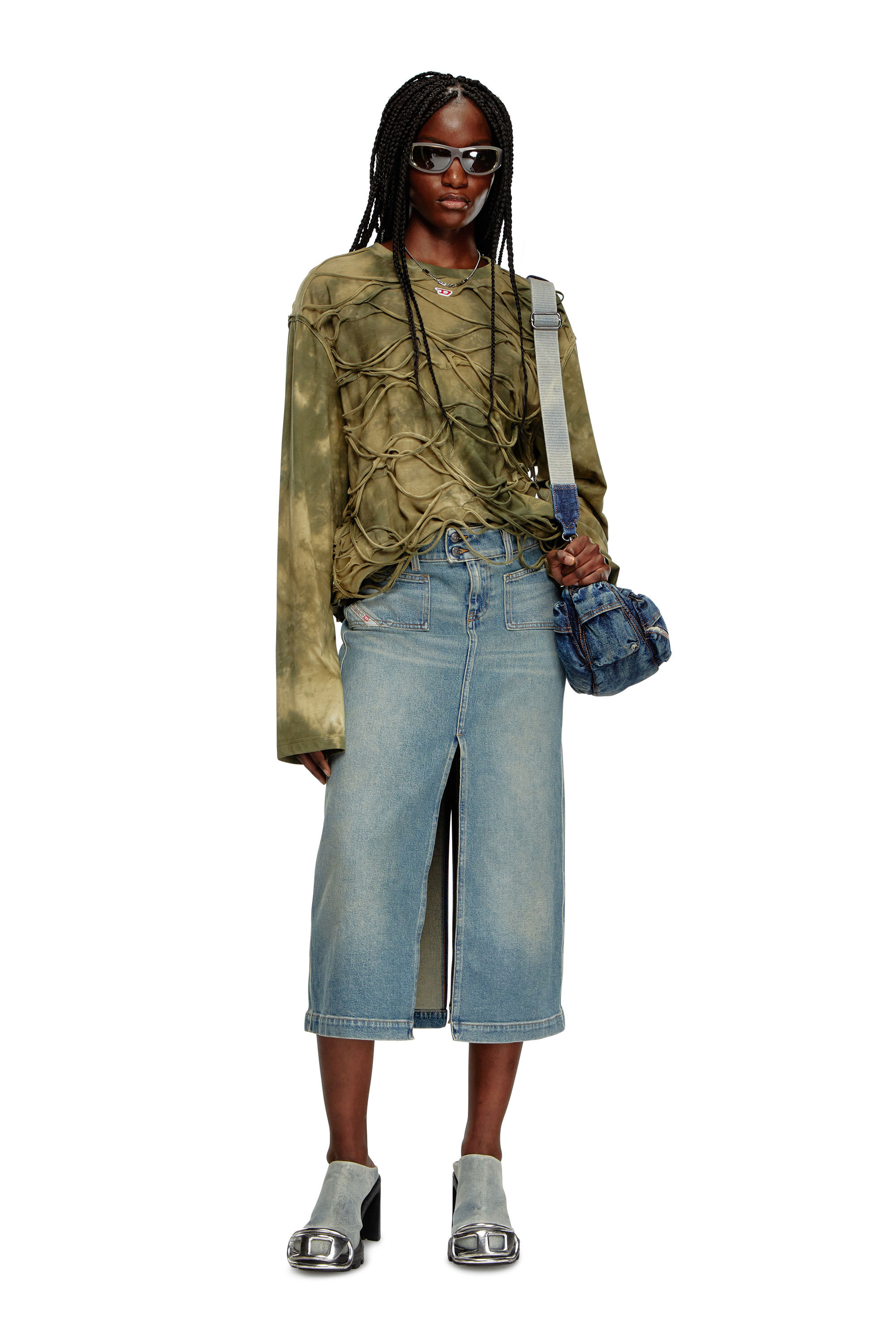 Women's Midi skirt in denim | Blue | Diesel