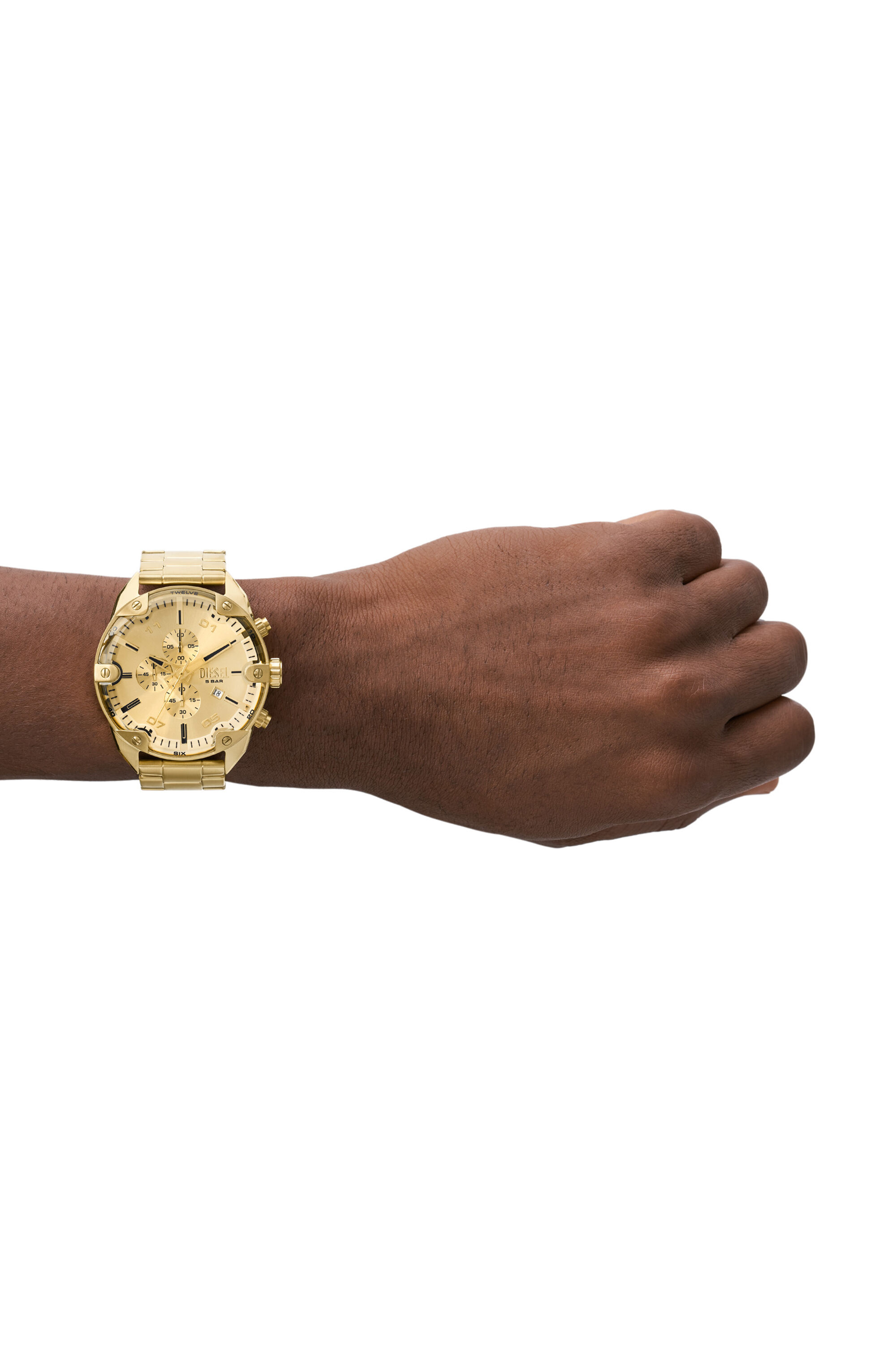 DZ4608 Man: Spiked Chronograph Gold Stainless Steel Watch | Diesel